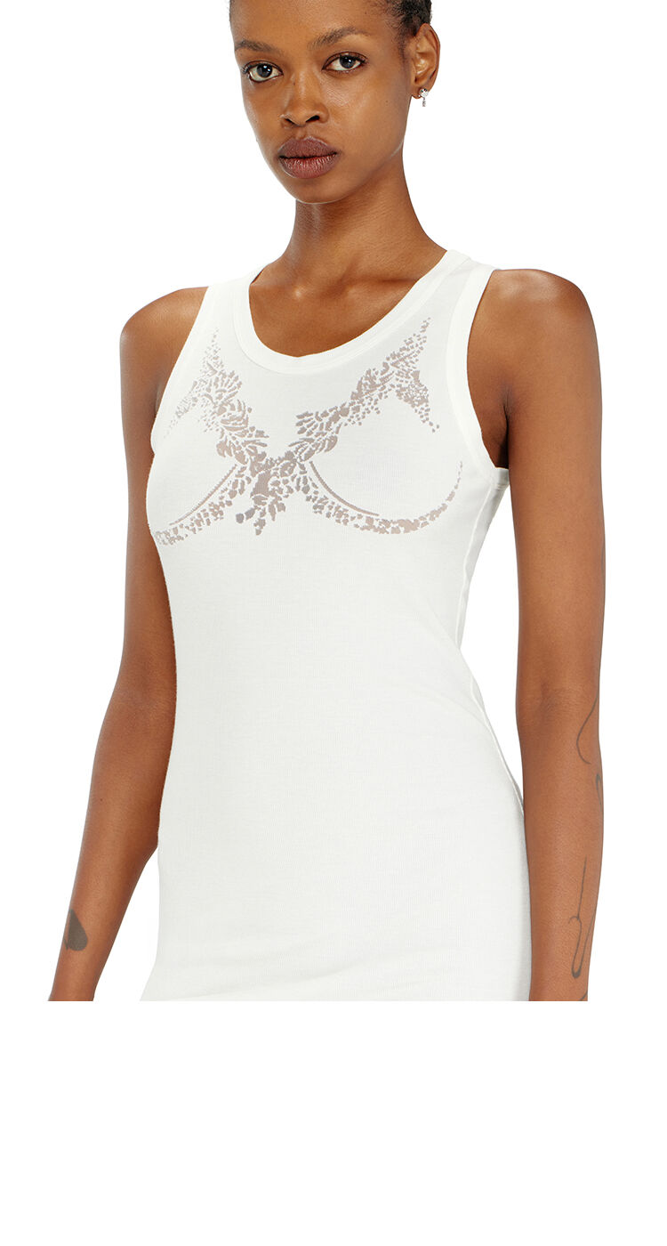 Robe mini tank effet dentelle d&eacute;vor&eacute;e