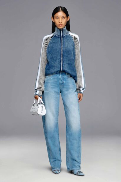 A Relaxed Fit, high-waisted with a wide leg.