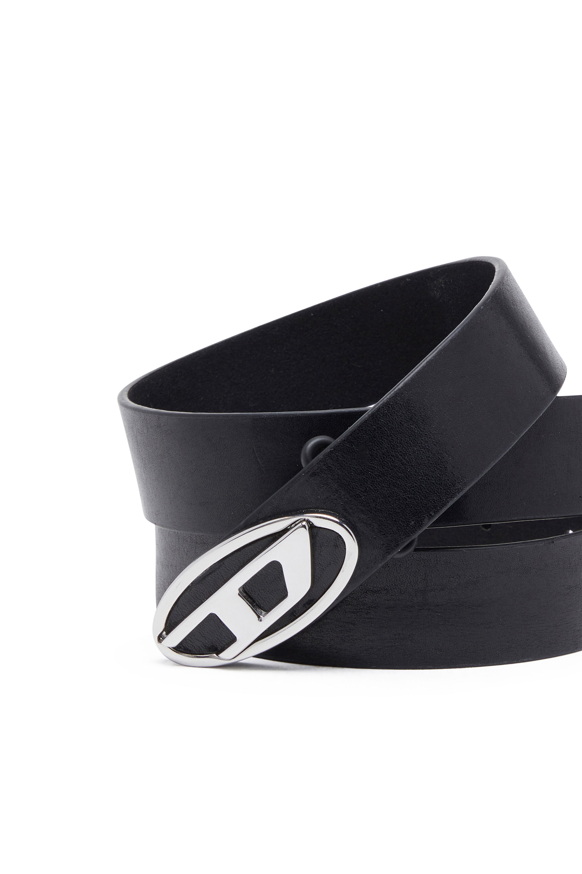 Ceinture en cuir avec logo Oval D Homme Noir Diesel