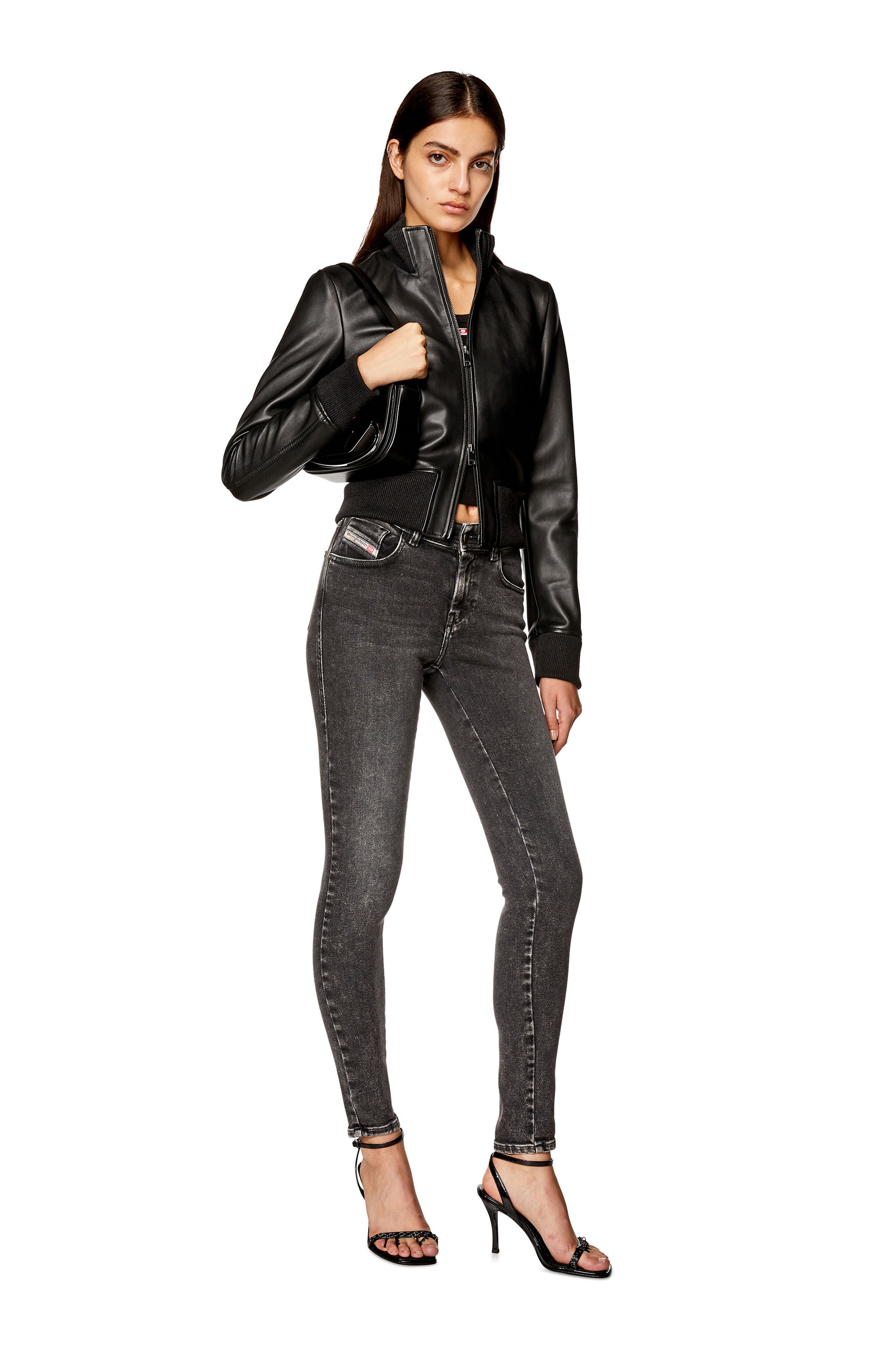 Women's Bomber jacket in waxed leather | Black | Diesel
