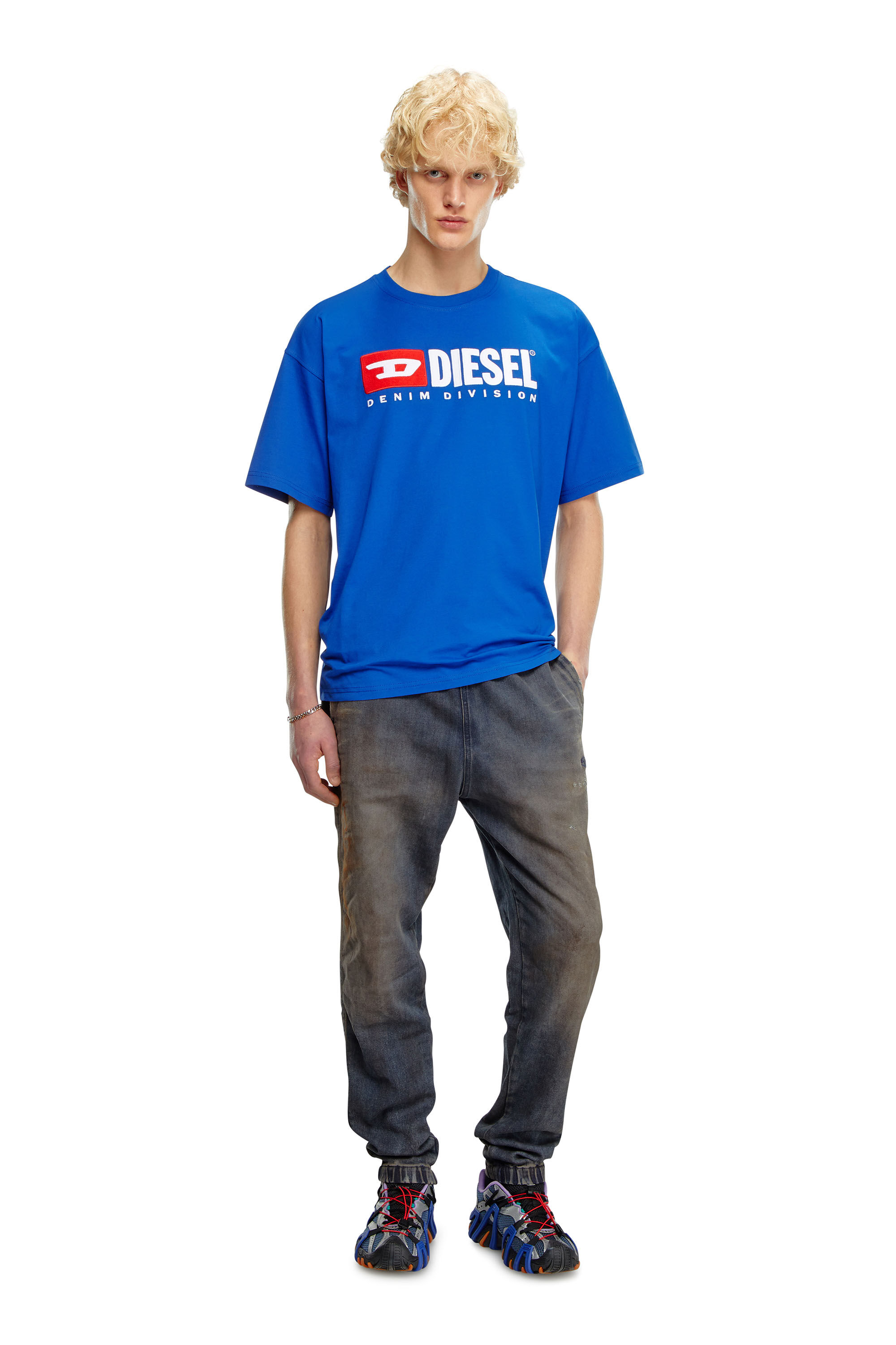 Diesel - T-BOXT-DIV, T-shirt avec empiècement Diesel Homme in Bleu - 1