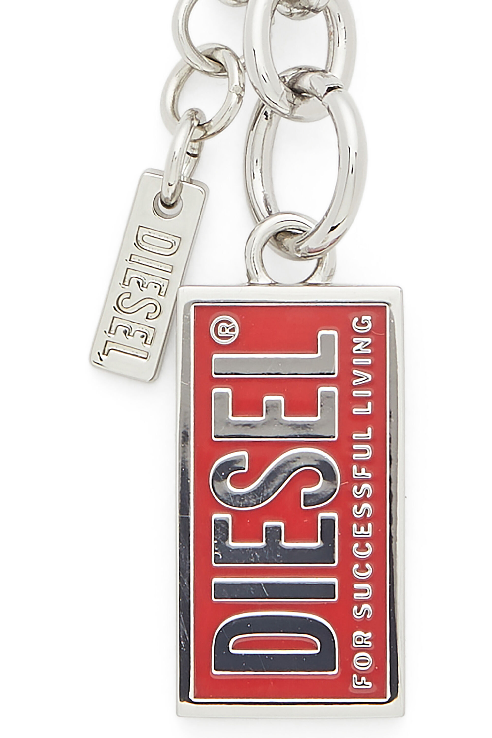 Diesel - CHARM-BISCOTTO, Porte-cl&eacute;s en m&eacute;tal avec pendentif logo Biscotto Femme in Gris argent&eacute; - 3