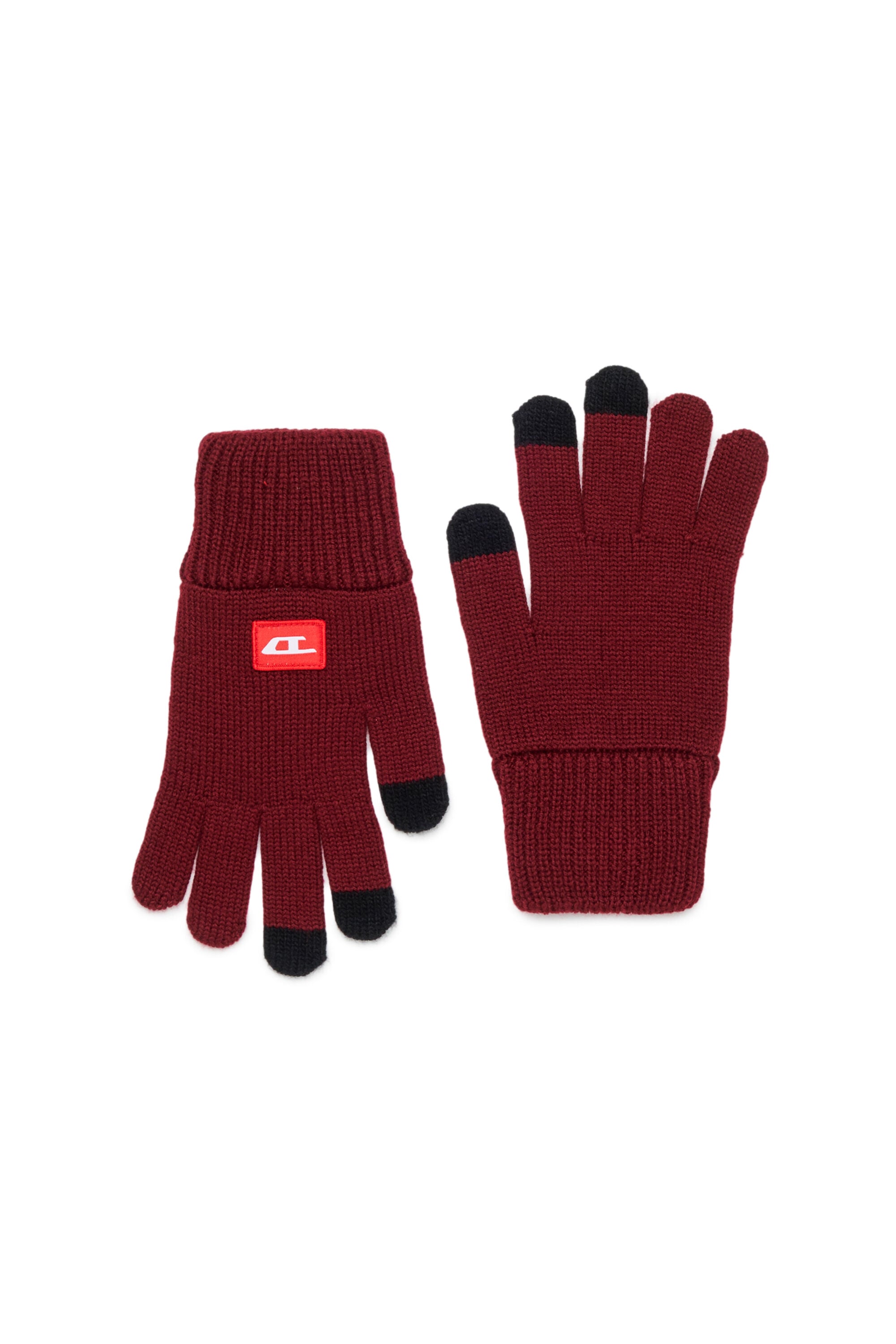 Diesel - NLOT, Gants tactiles en maille m&eacute;lang&eacute;e laine Mixte in Rouge - 1