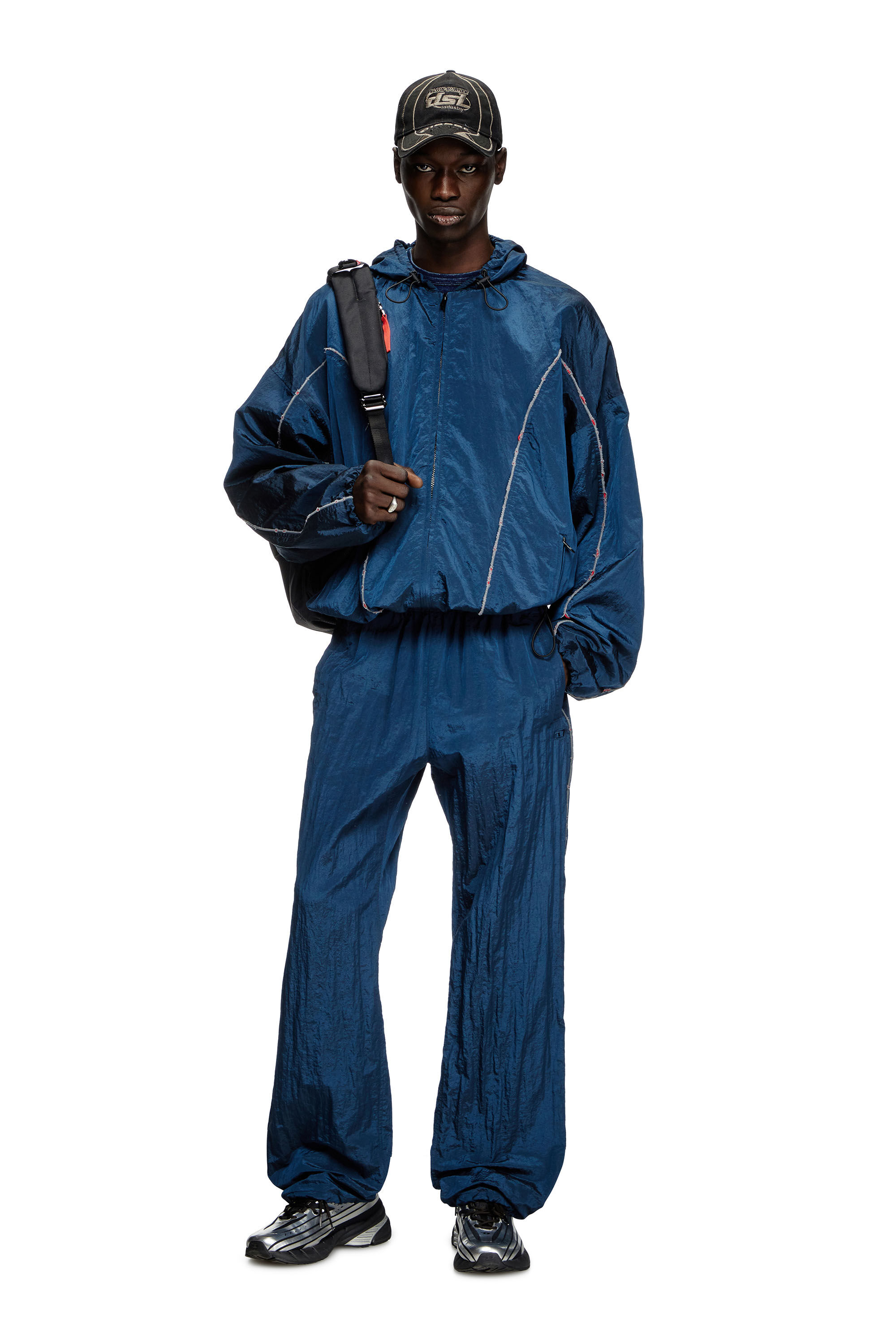 Diesel - J-ANTHEIT, Coupe-vent avec passepoil destroy Homme in Bleu - 1