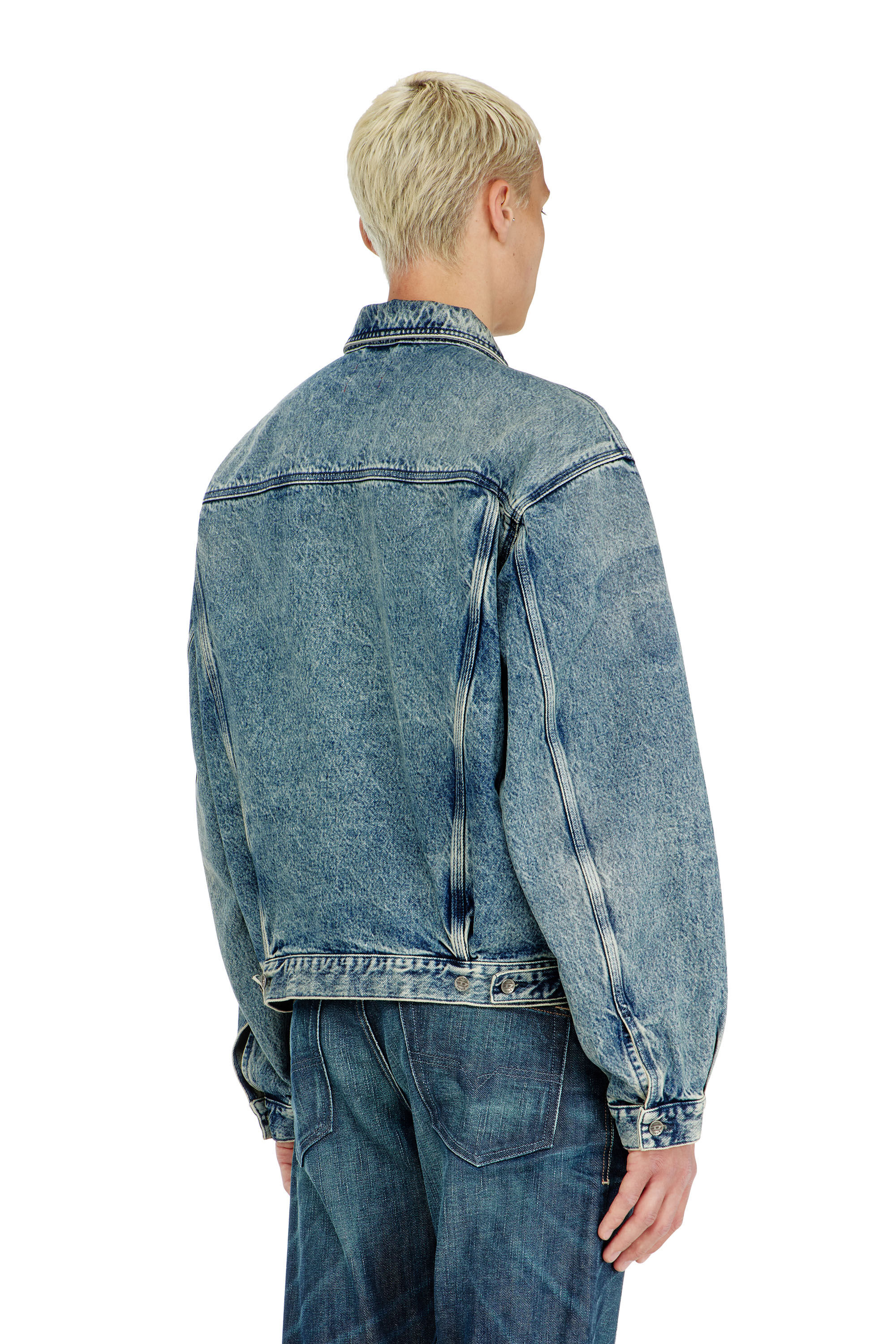 Diesel - D-DENVER-S2, Veste trucker avec effets patch Mixte in Bleu - 4