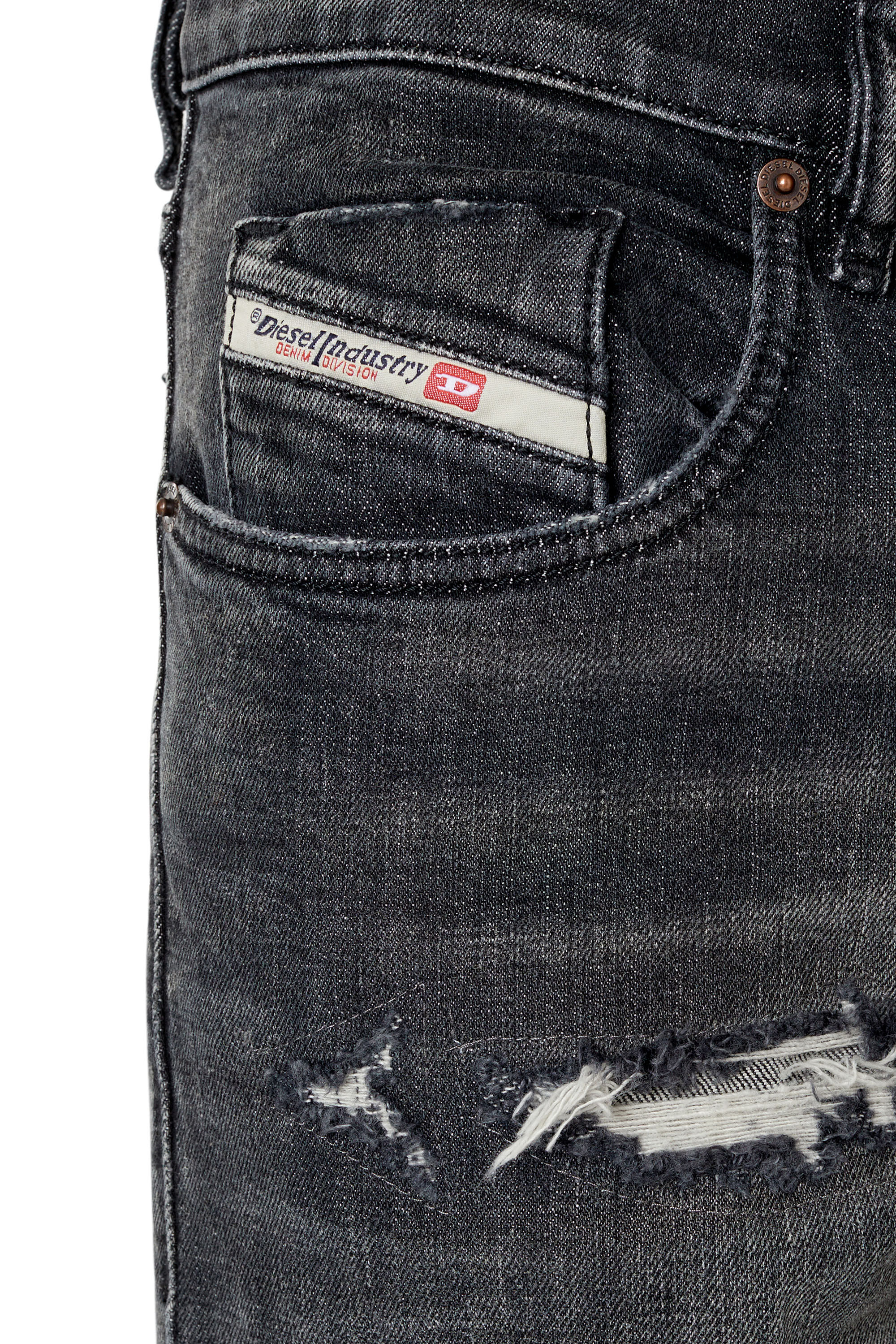 Diesel - 2019 D-Strukt 09F07 Slim Jeans, Noir/Gris foncé - Image 6