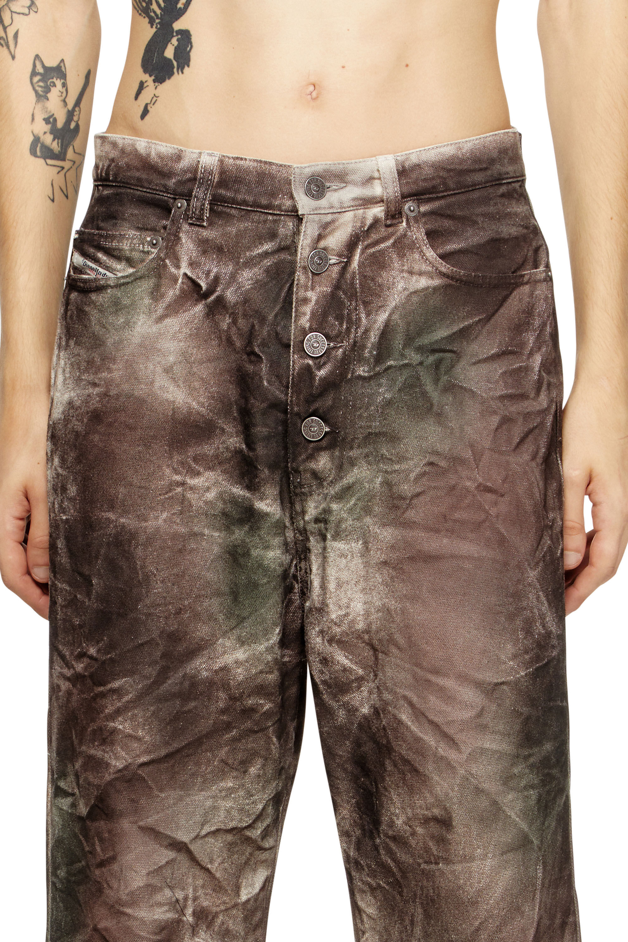 Diesel - P-THUG-PANT, Pantalon en toile camouflage froissée Mixte in Polychrome - 5
