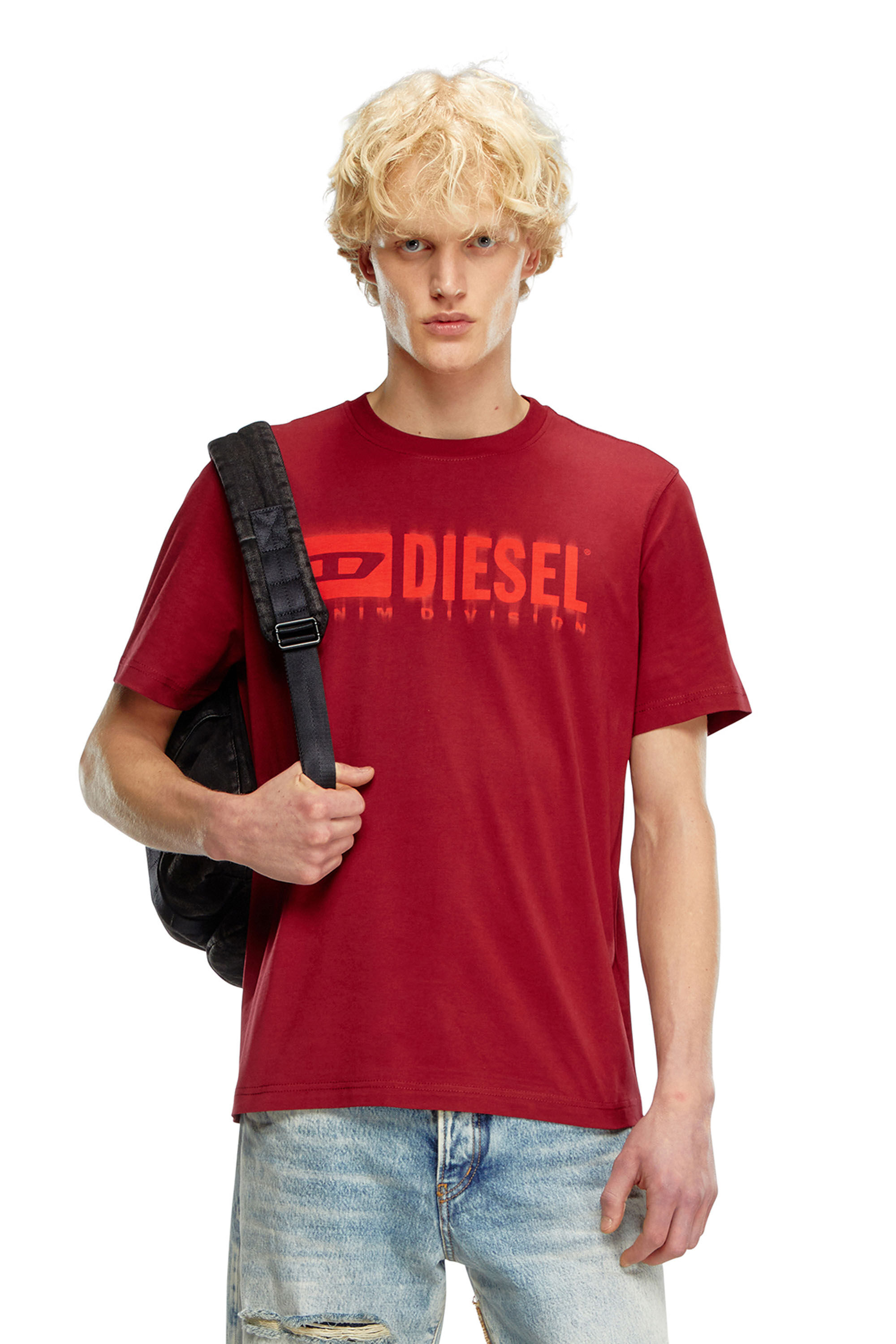 Diesel - T-ADJUST-Q7, Homme T-shirt avec logo Diesel effet flou in Rouge - Image 3