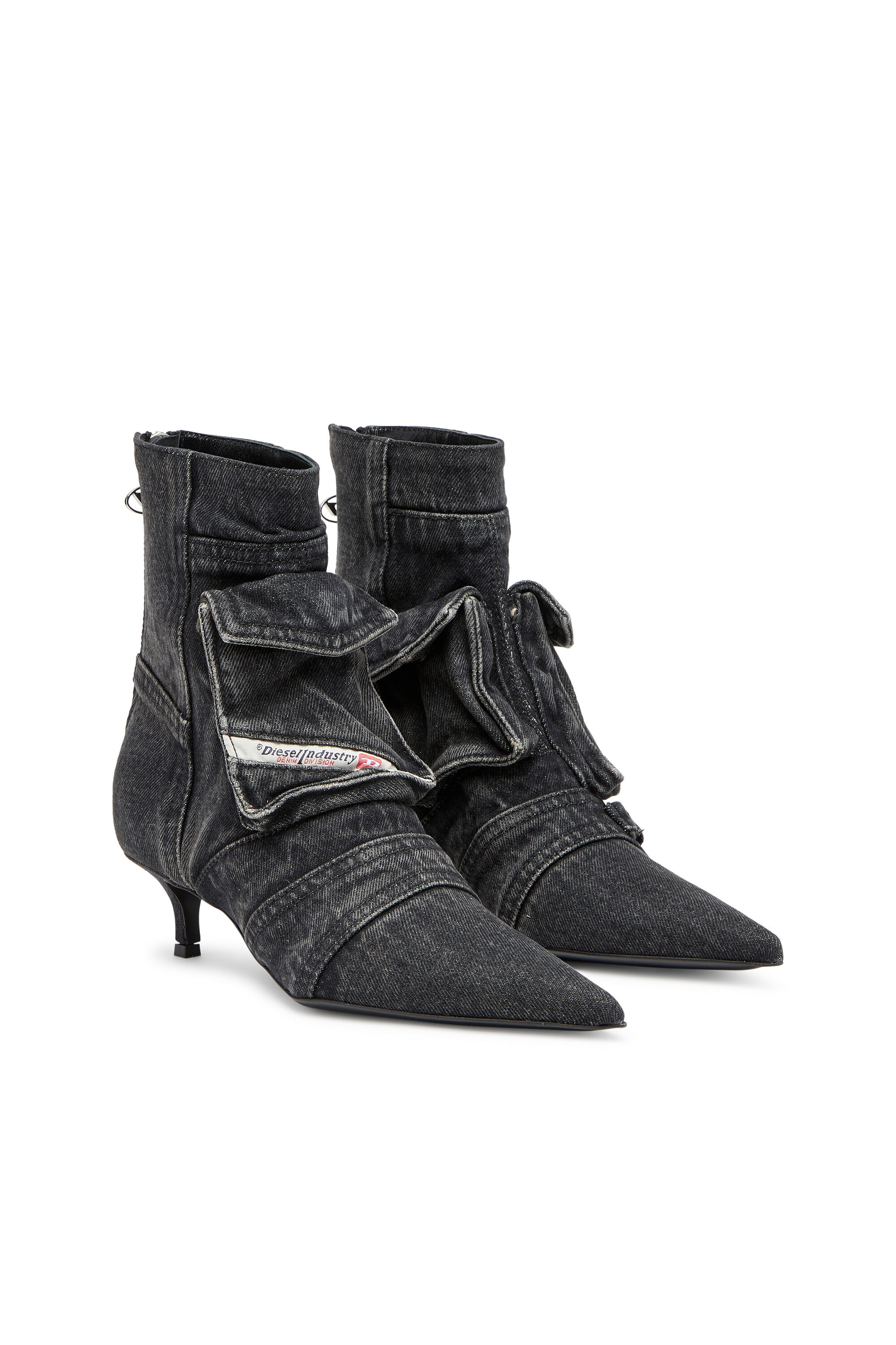 D Venus Bottines cargo en denim delave Femme Noir Diesel