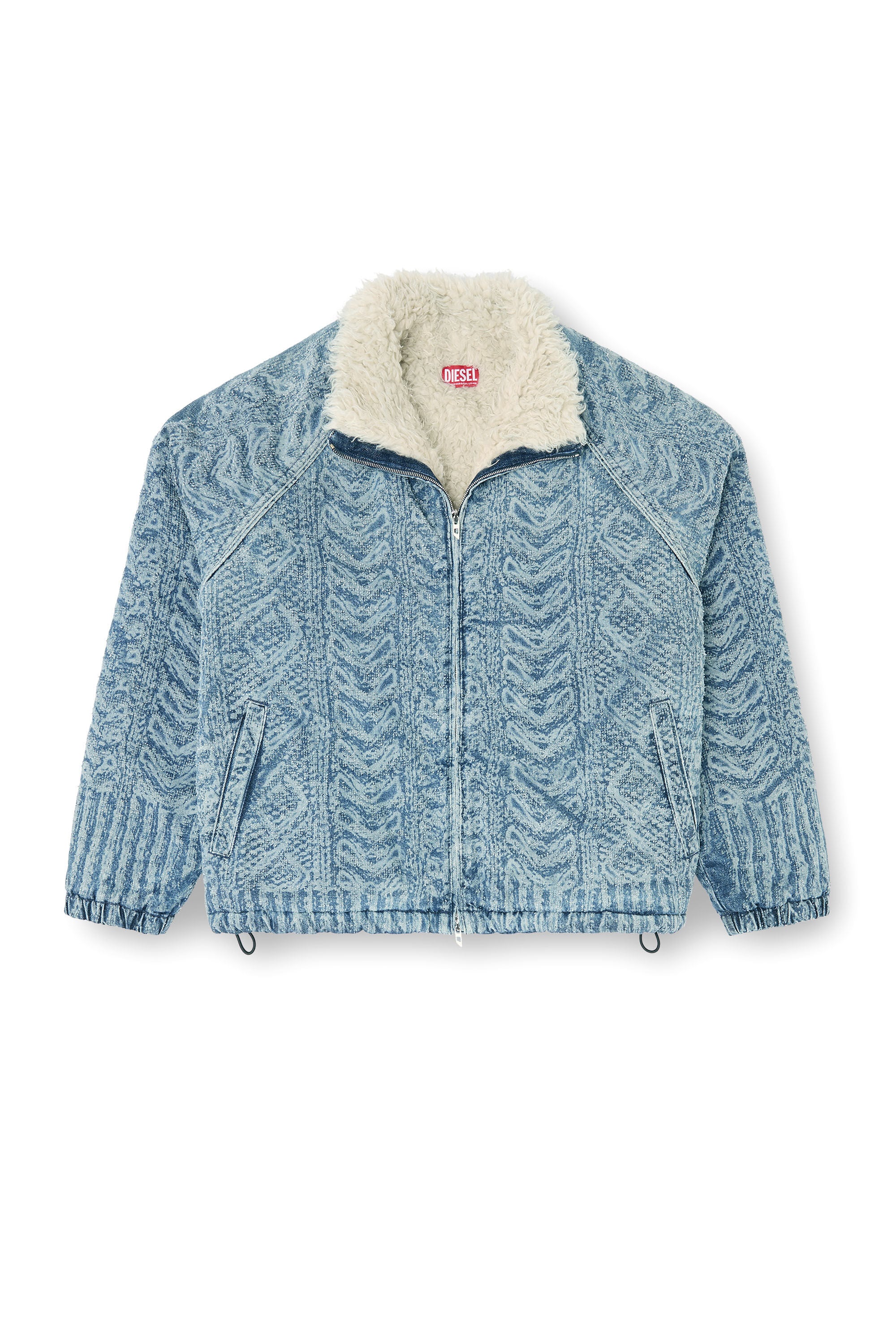Diesel - D-KRAPS-S, Veste en denim effet maille torsad&eacute;e Homme in Bleu - 2