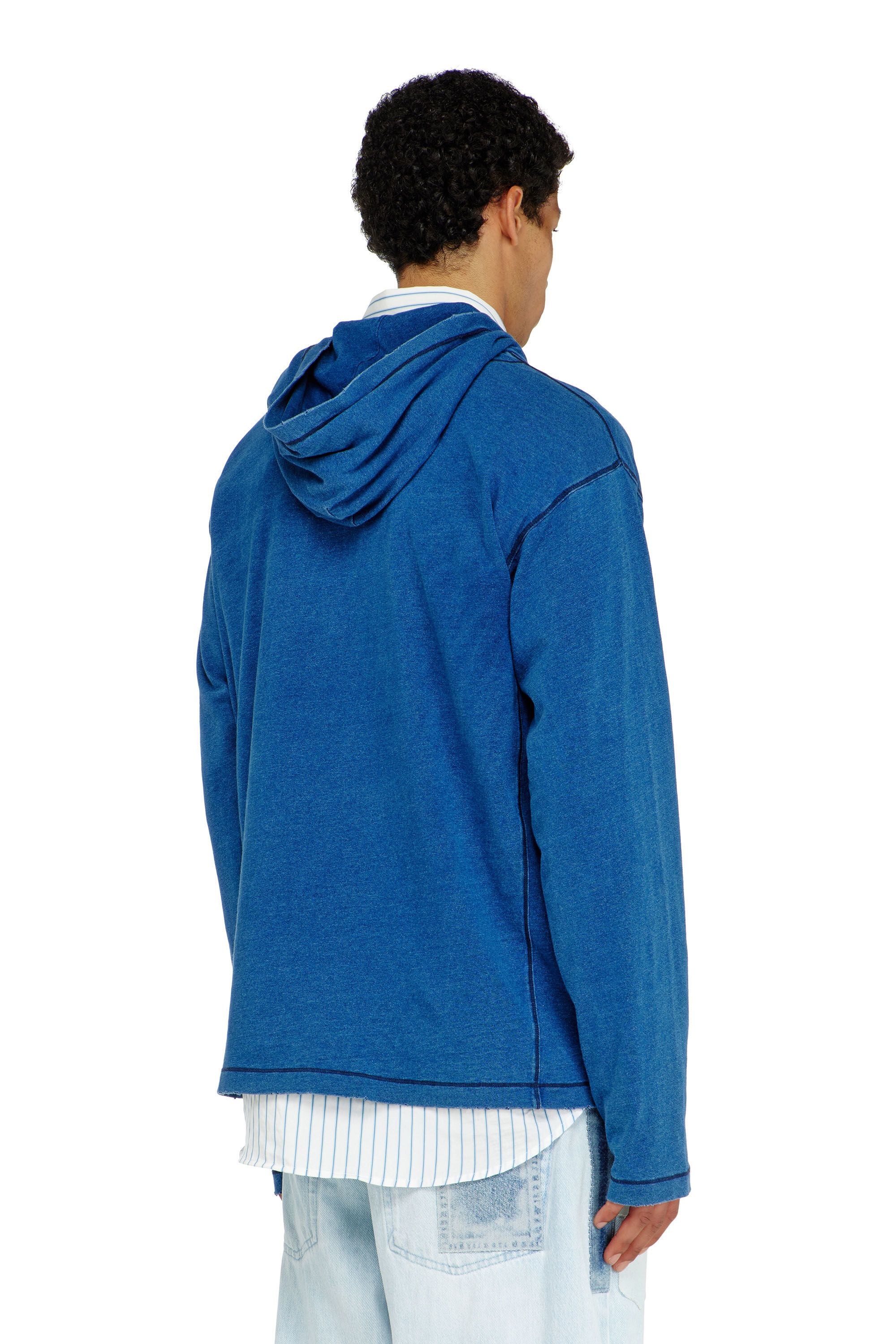 Diesel - T-NOX-LS-HOOD, T-shirt &agrave; capuche manches longues avec patchs effet ombre Homme in ToBeDefined - 3