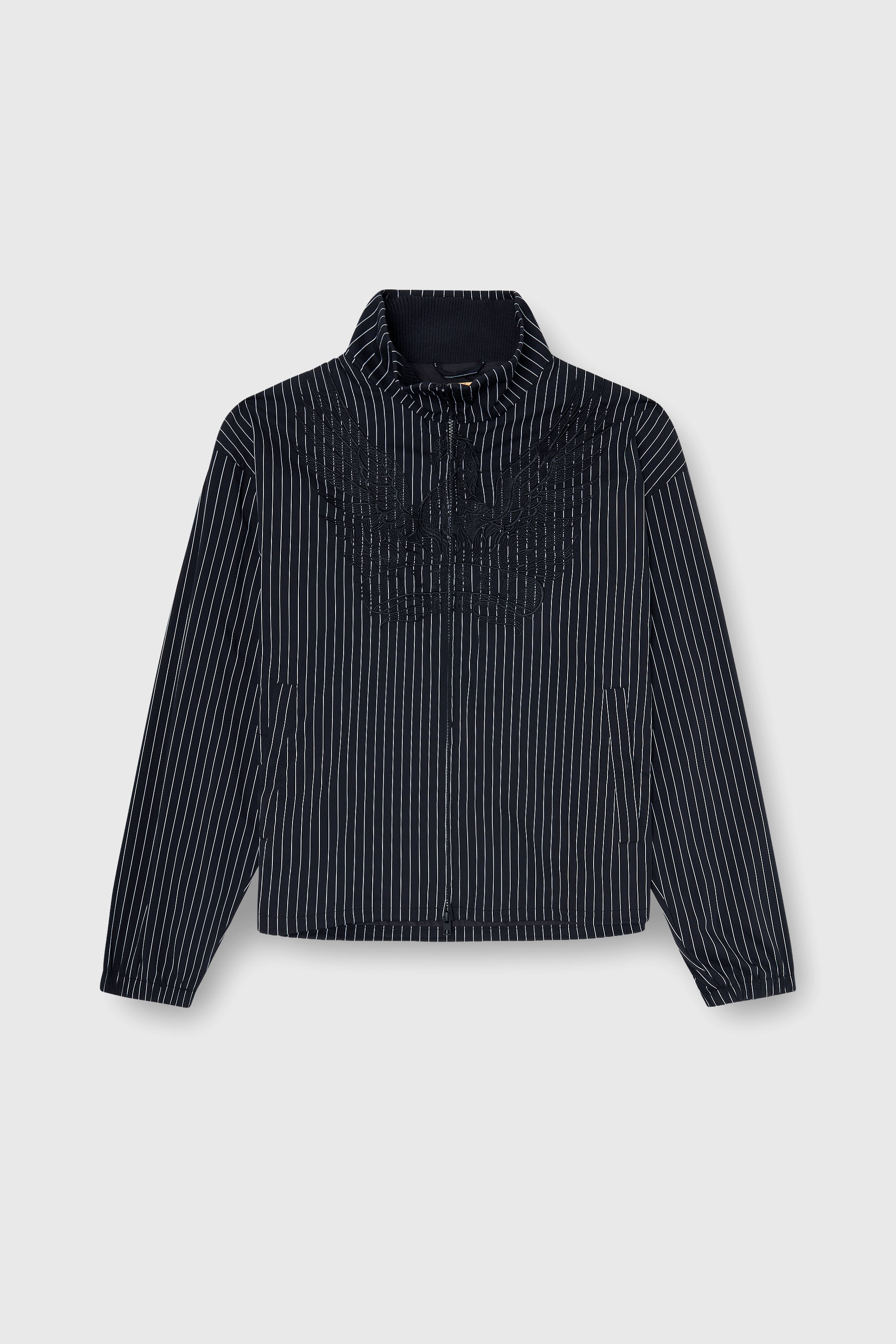 Diesel - J-CORSAR-NJCA, Veste en nylon &agrave; rayures avec broderie Phoenix Homme in Noir - 2
