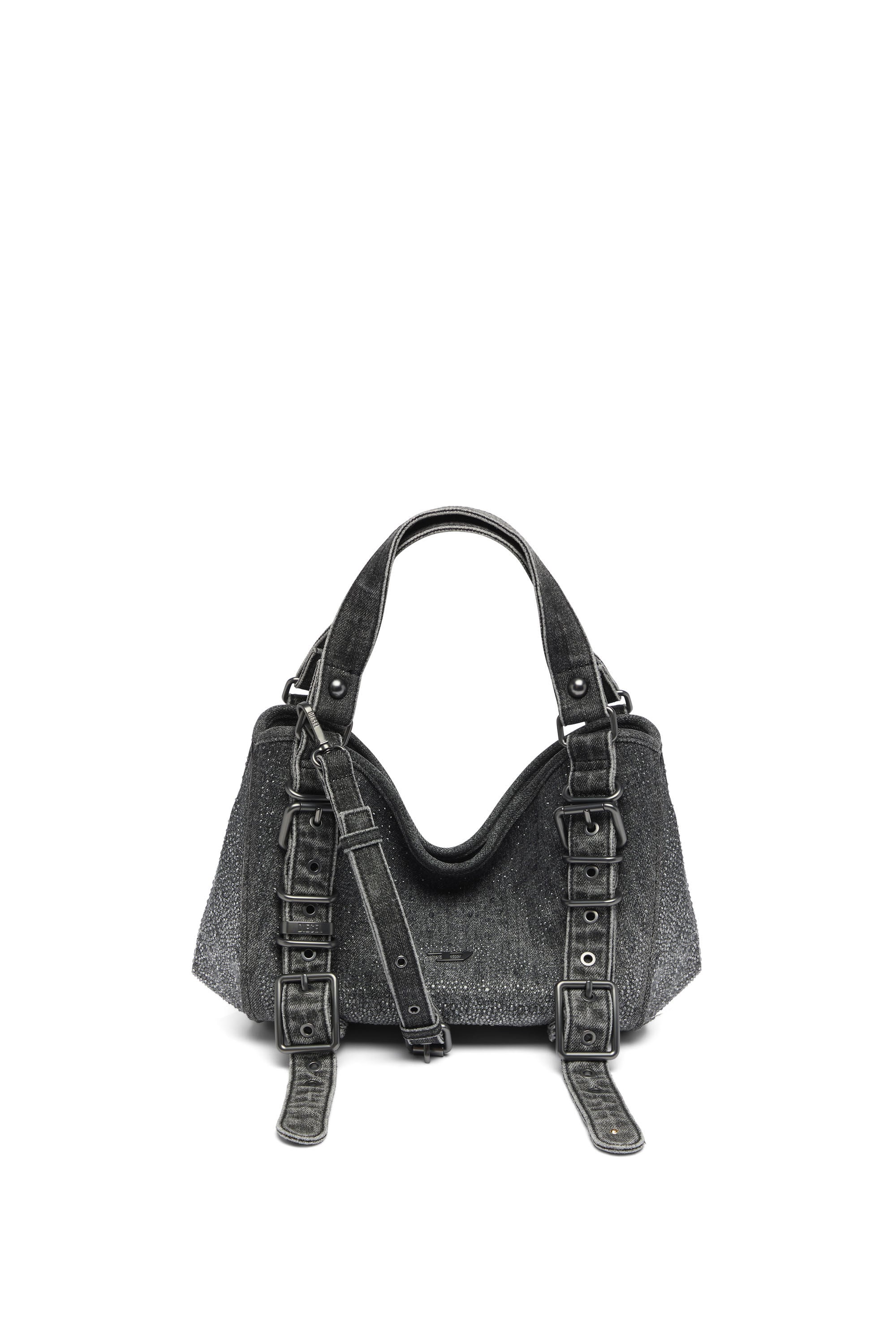 Diesel - D-ONE TOPHANDLE S, Woman's D-One-Small top-handle bag in crystal solarised denim in Black - 1