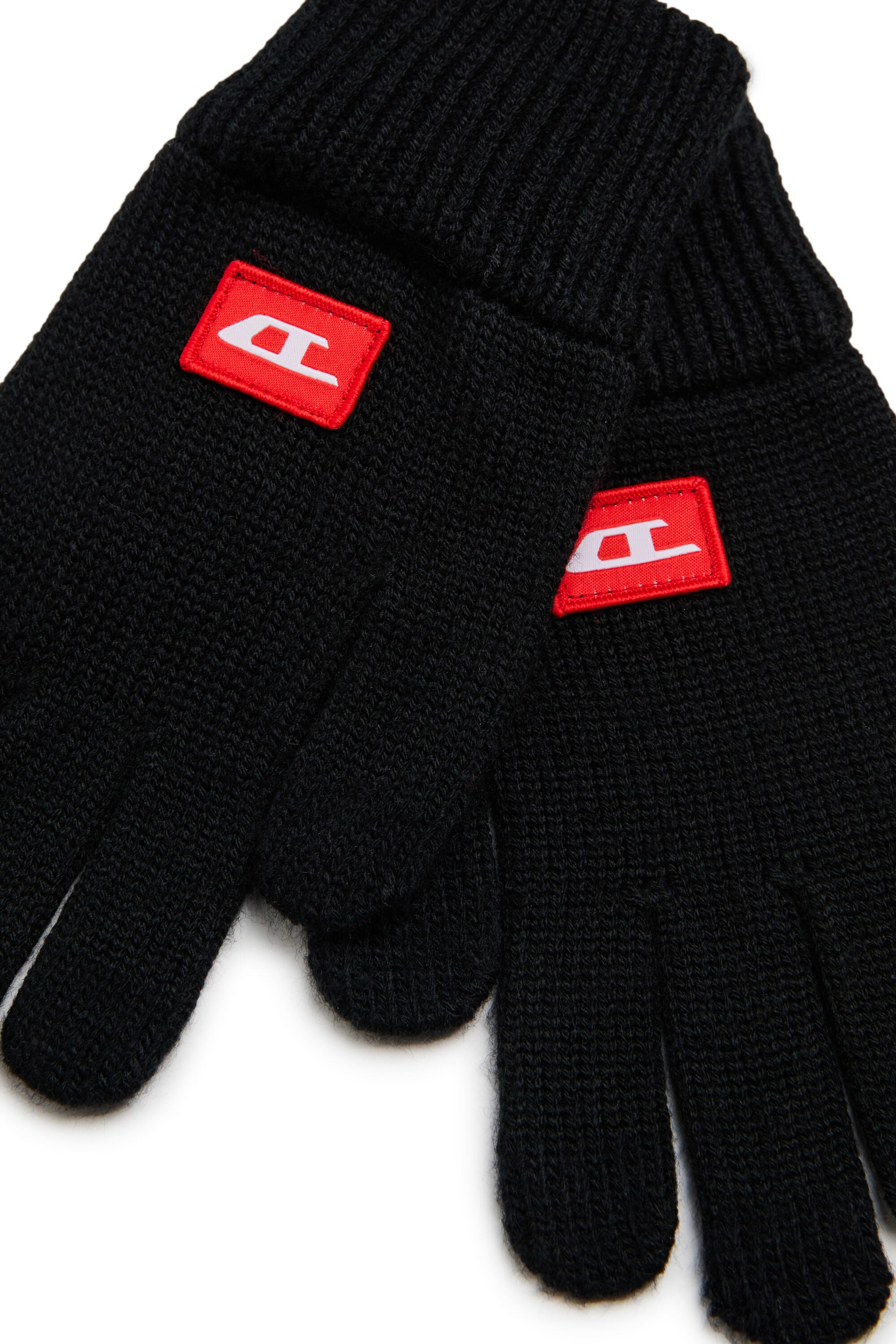 Diesel - NLOT, Gants tactiles en maille m&eacute;lang&eacute;e laine Mixte in Noir - 2
