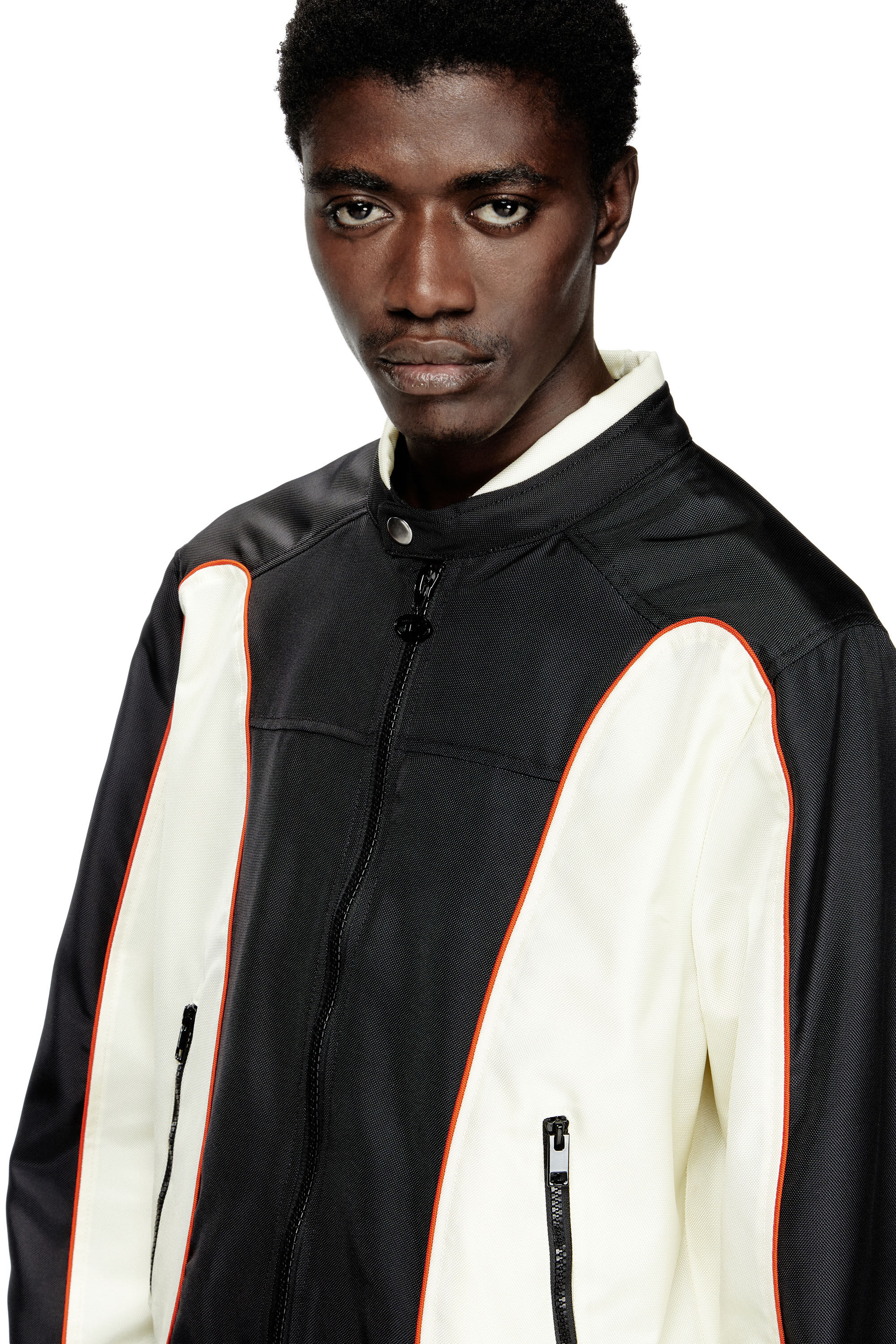 Diesel - J-BLINK-A, Veste biker color-block avec passepoil Homme in Polychrome - 5
