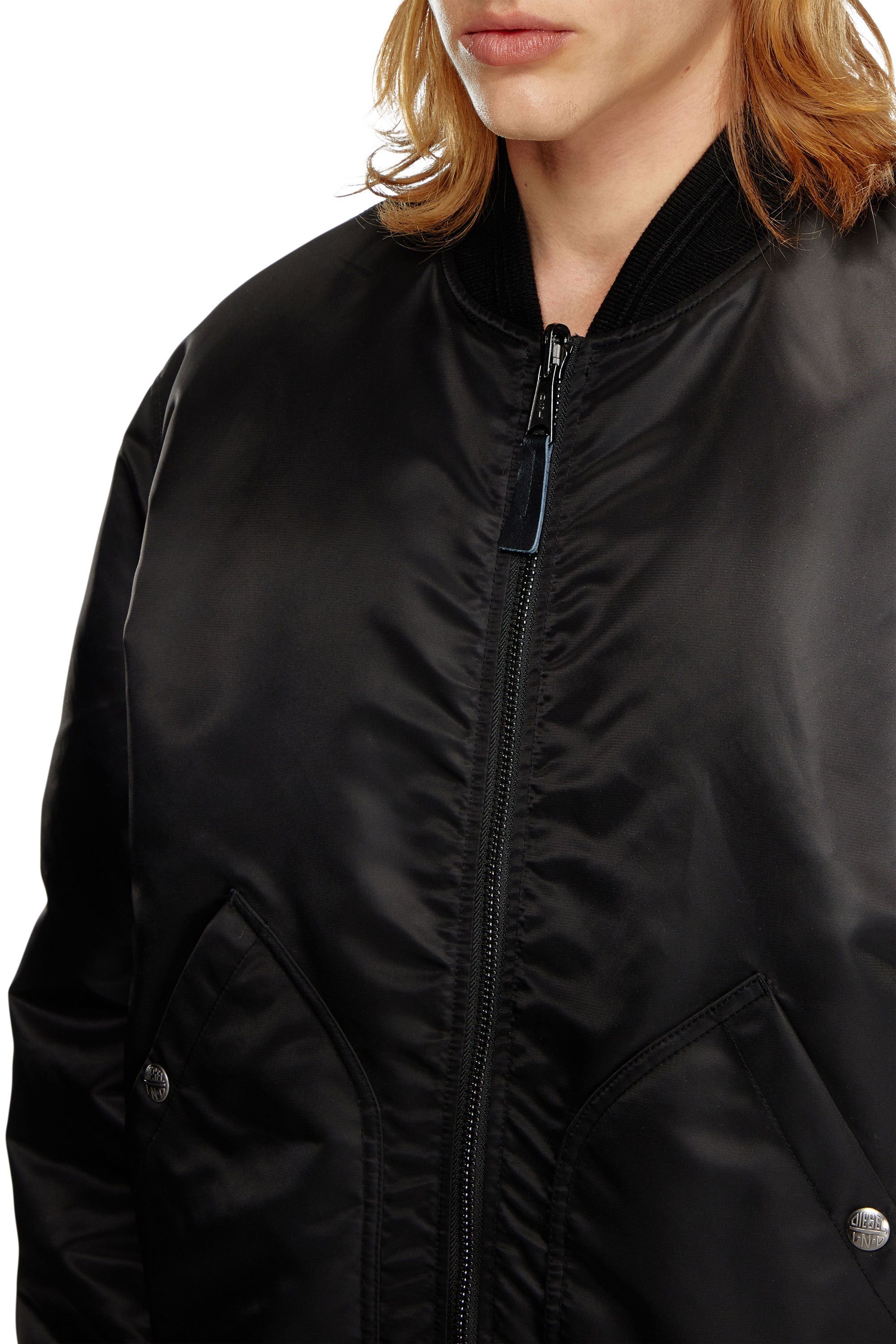 Veste bomber en nylon rembourre avec Oval D Homme Noir Diesel