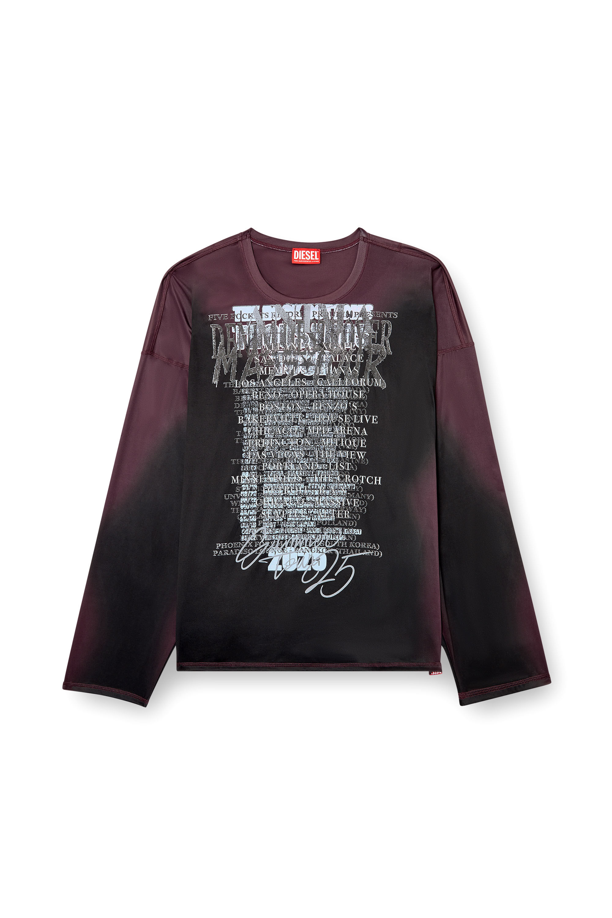 Diesel - T-OLAVI-AA, T-shirt en jersey technique à manches longues avec imprimé paroles Mixte in Polychrome - 2