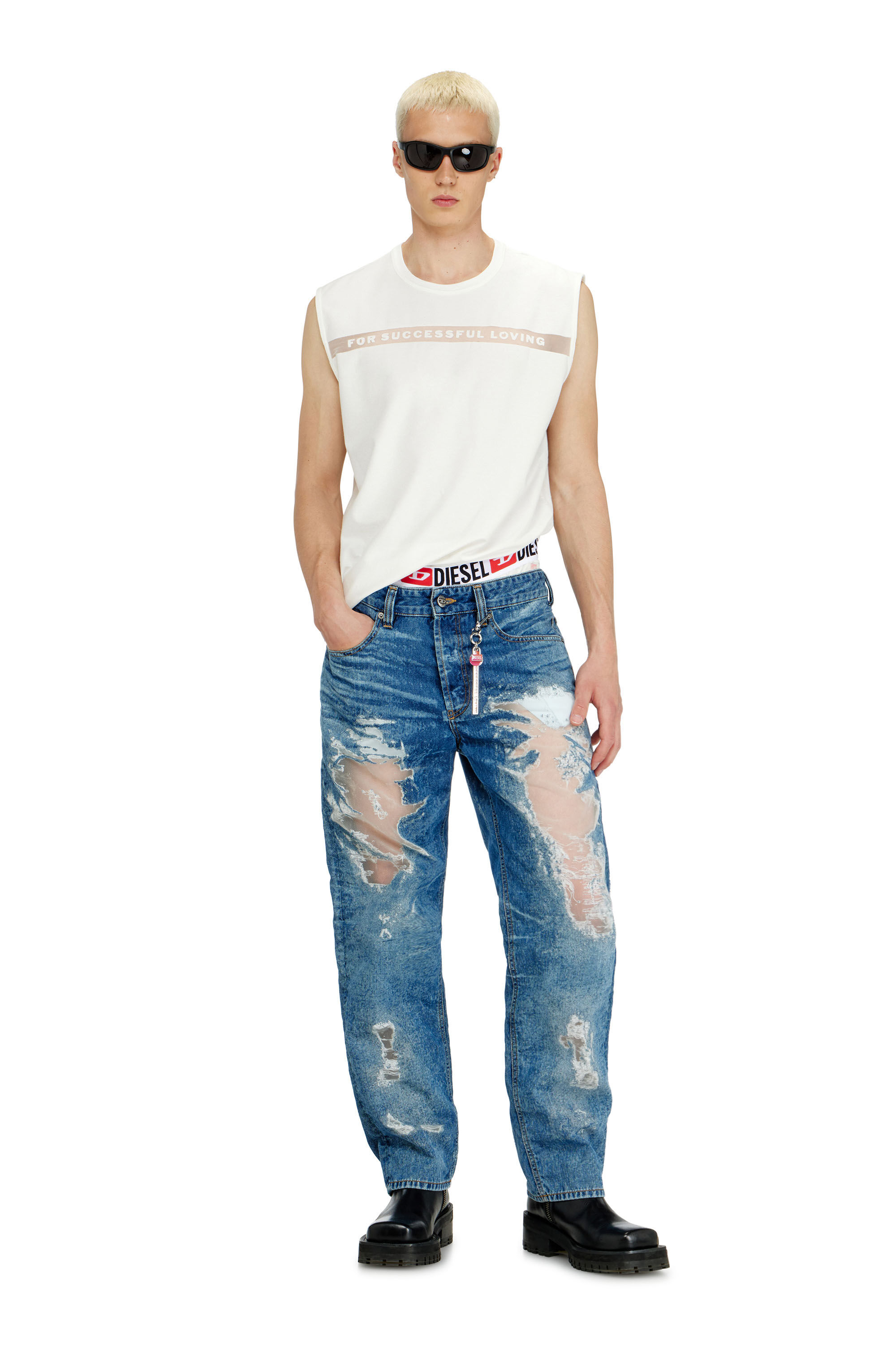 Diesel - PR-T-NORM-BISC-MATI-R, D&eacute;bardeur avec logo For Successful Loving Mixte in Blanc - 1