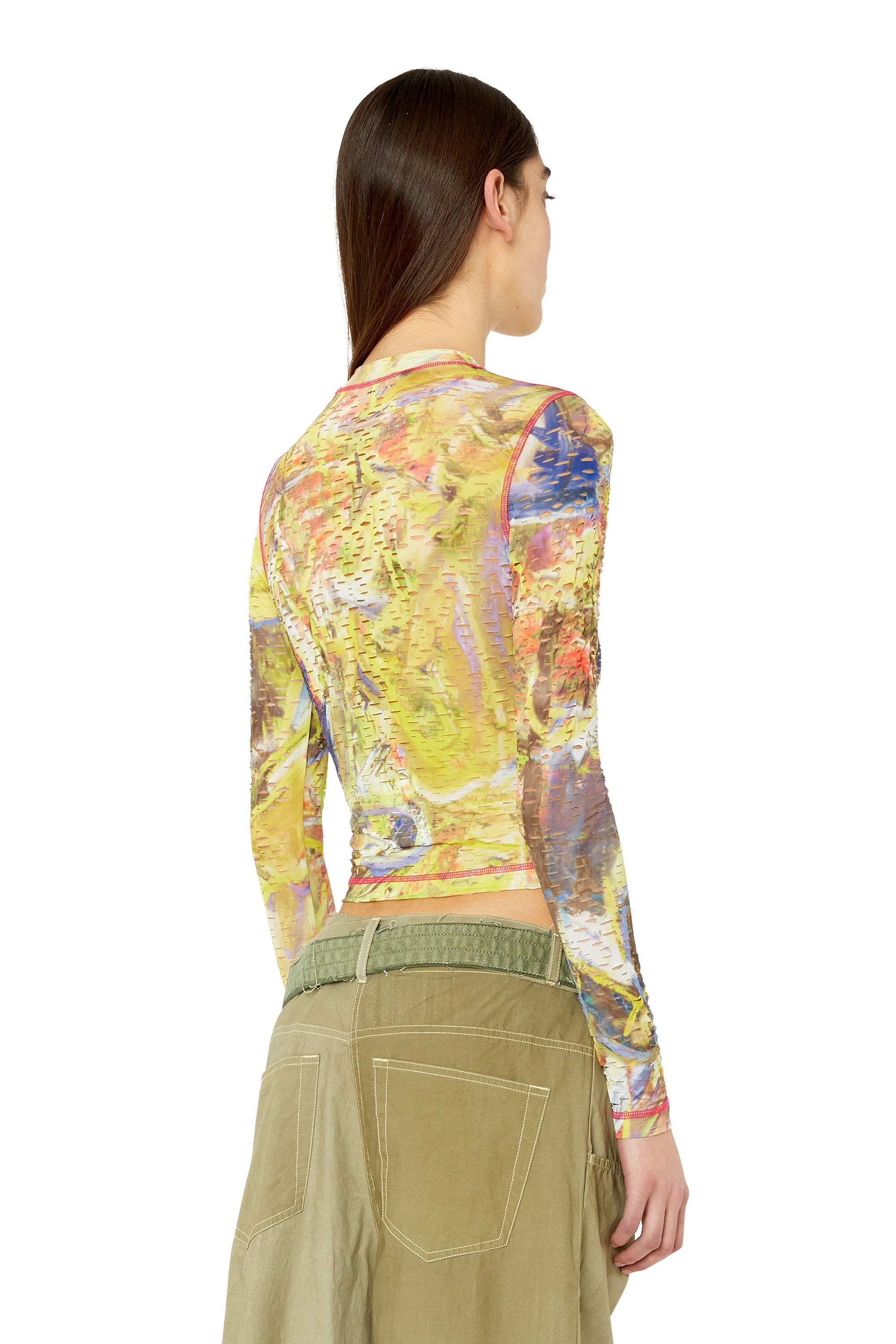 Diesel - T-CLADDY, Top découpé au laser avec imprimé abstrait Femme in Polychrome - 4