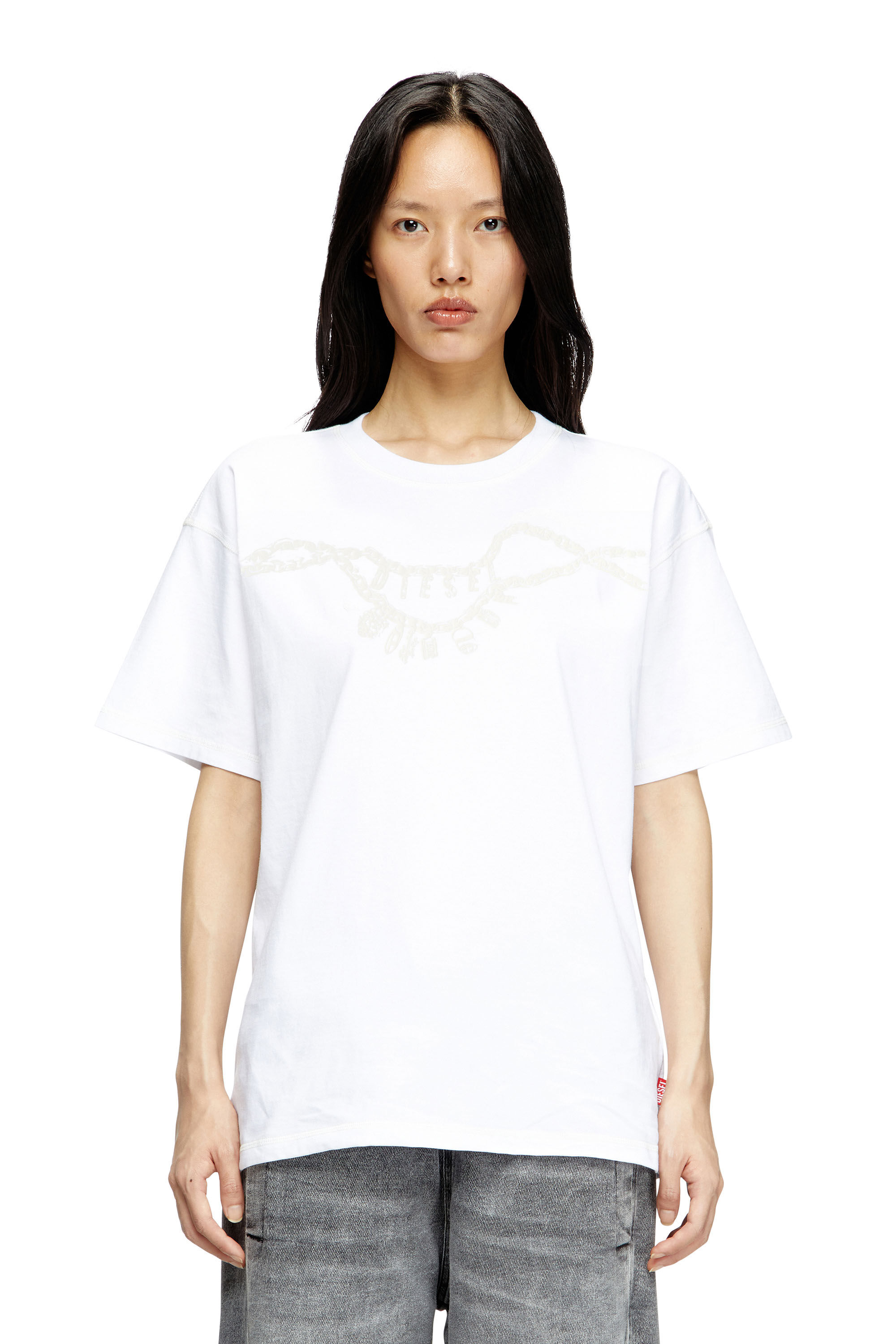 Diesel - T-NORM-HOSHI, T-shirt avec imprimé collier à breloques Mixte in Blanc - 5