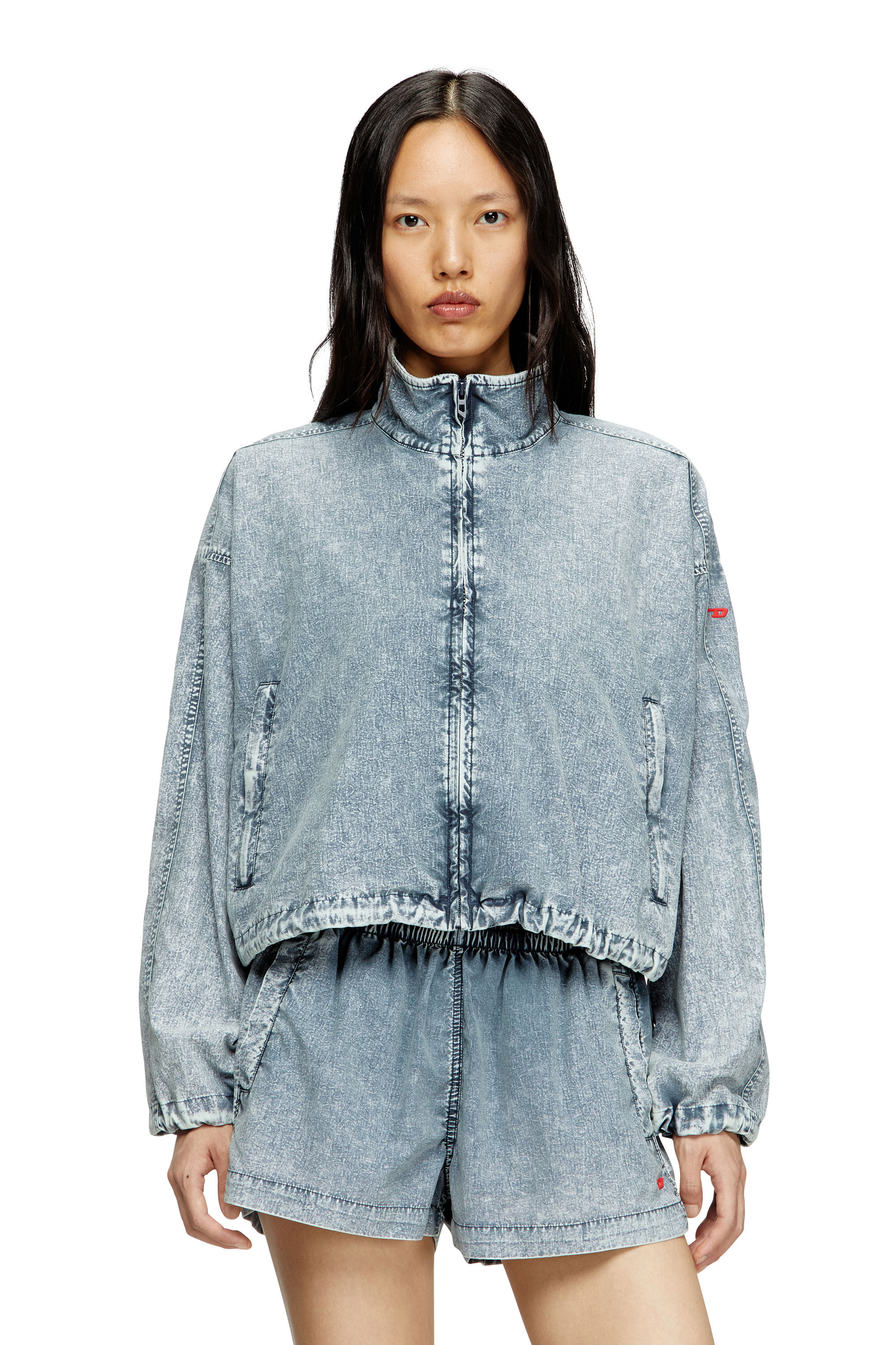 Diesel - G-LEAM-R1, Veste cropped en taslan de nylon recyclé Femme in Bleu - 3