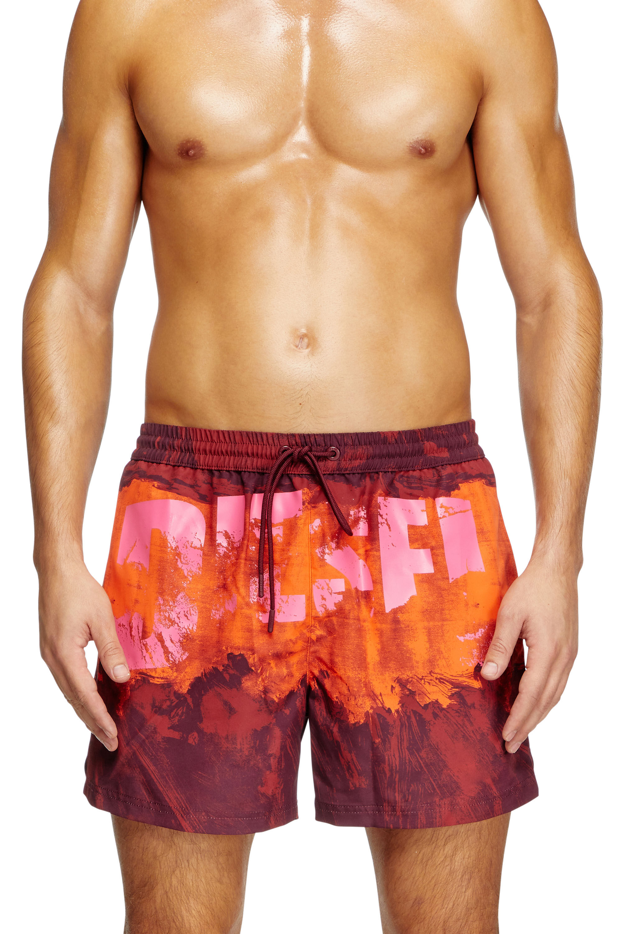 Diesel - KEN-37-D-POP, Short de bain mi-long avec imprimé graphique Homme in Rouge - 1