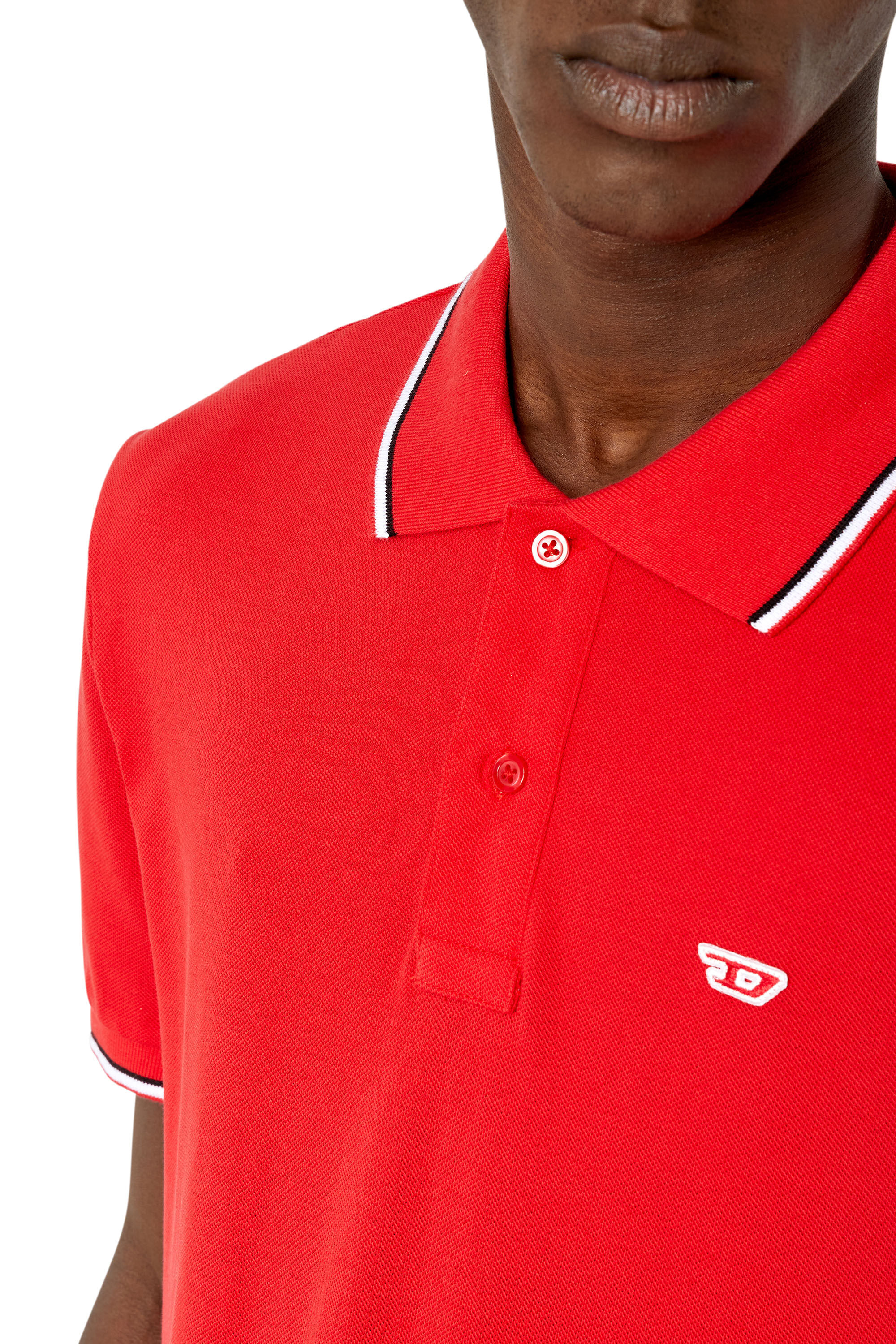 Diesel - T-SMITH-D, Man Polo shirt with striped trims in Red - Image 6