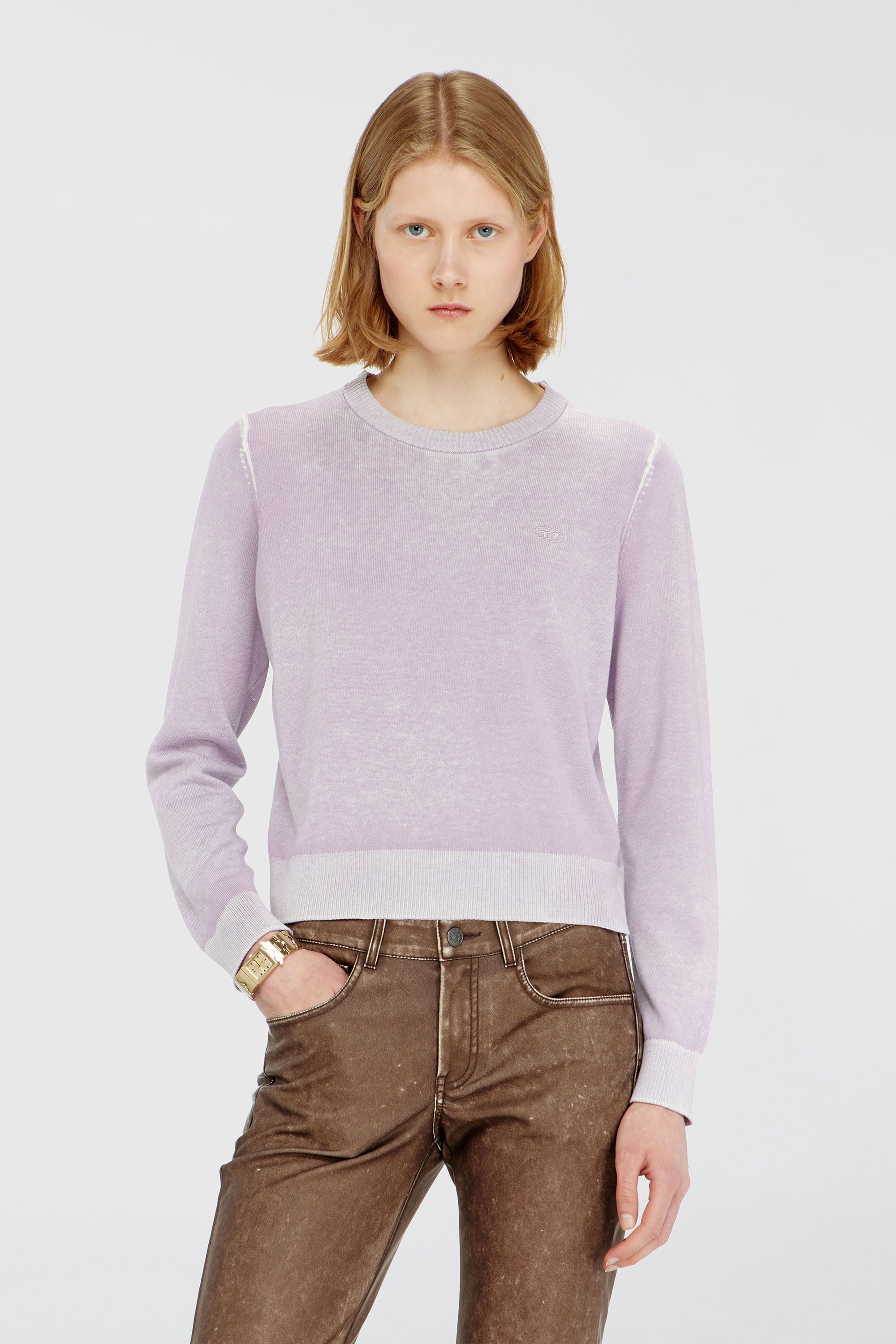 Diesel - M-LOVRE, Pull avec impression invers&eacute;e d&eacute;lav&eacute;e Femme in Violet - 3
