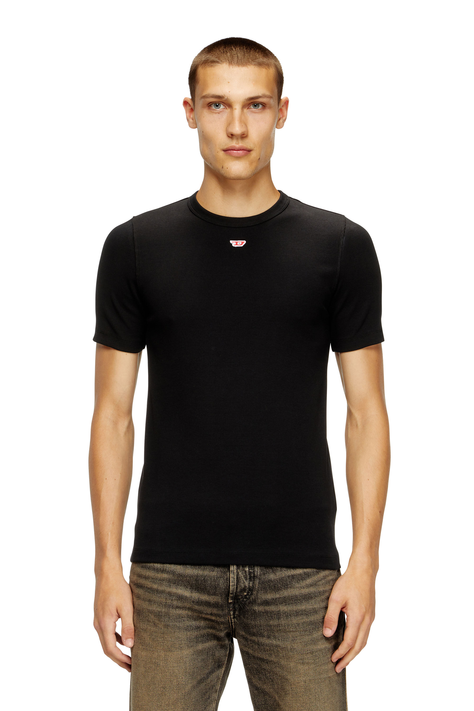 Diesel - D-RIBBER-N, T-shirt avec empiècement D Homme in Noir - 3
