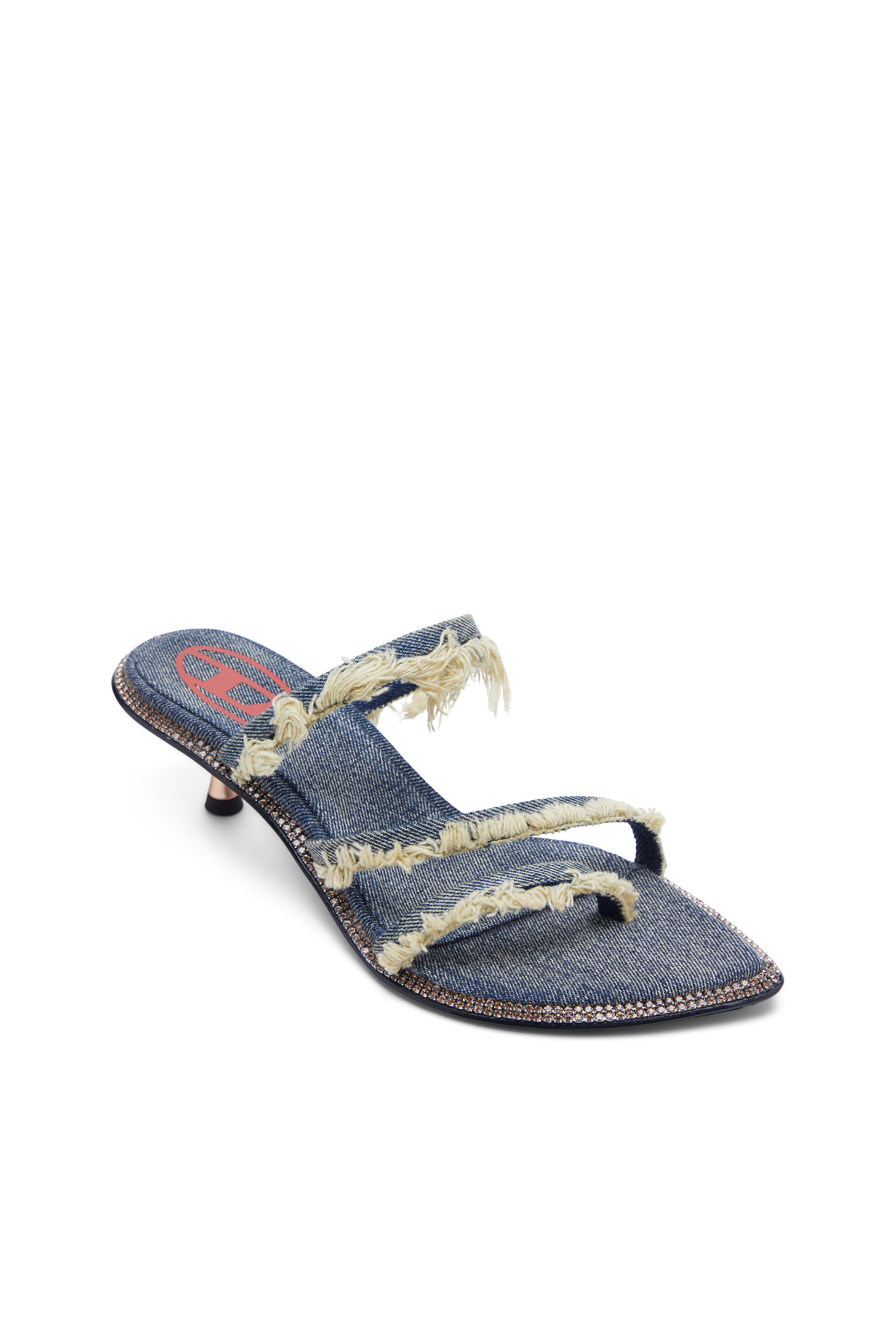 Diesel - D-HAVANNA KITTIE, D-Havanna Kittie-Mules en denim effiloché avec cristaux Femme in Bleu - 6