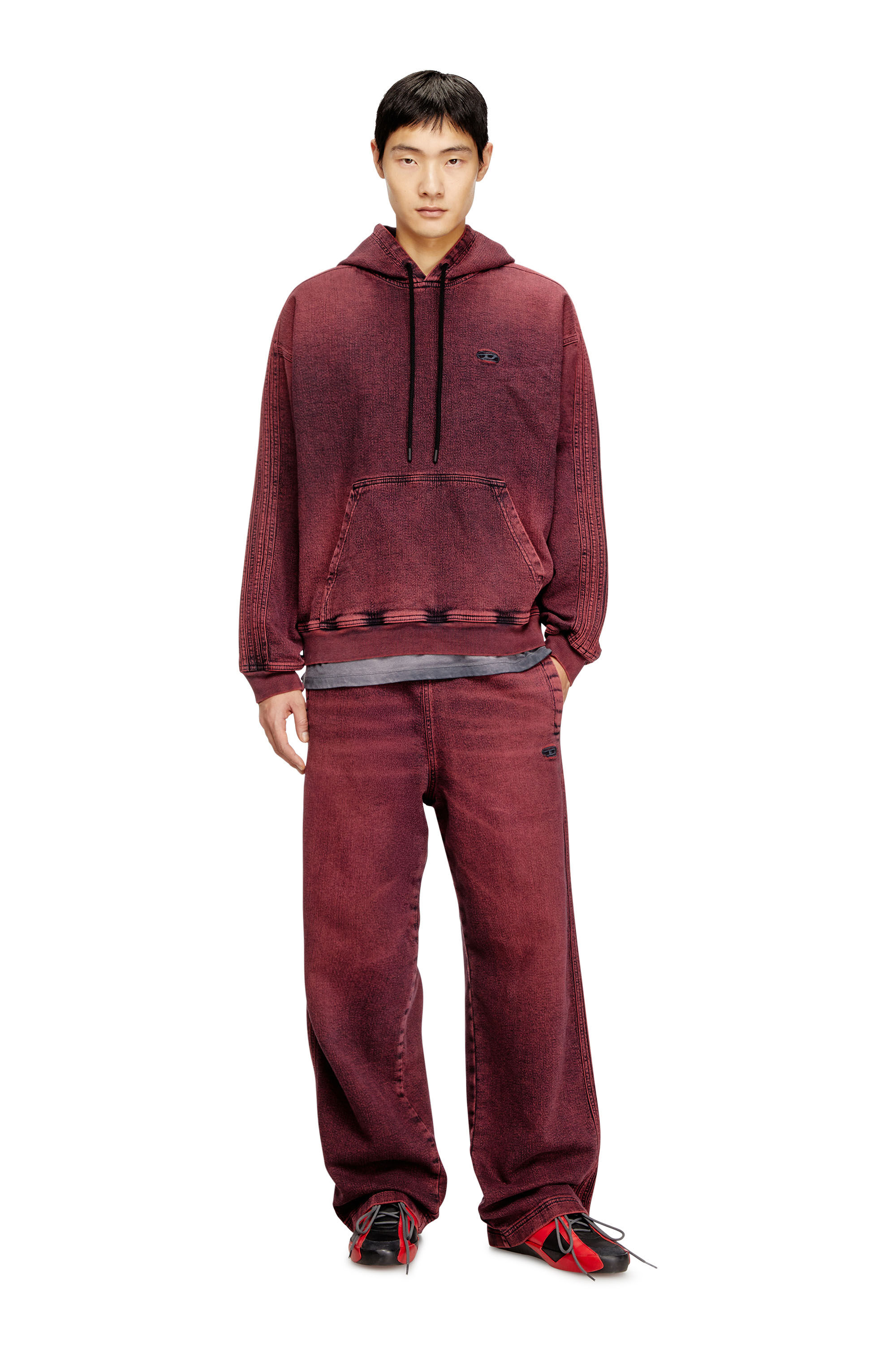 Diesel - Relaxed D-Martyans Track Denim 09Q50 Homme, Rouge - Image 1