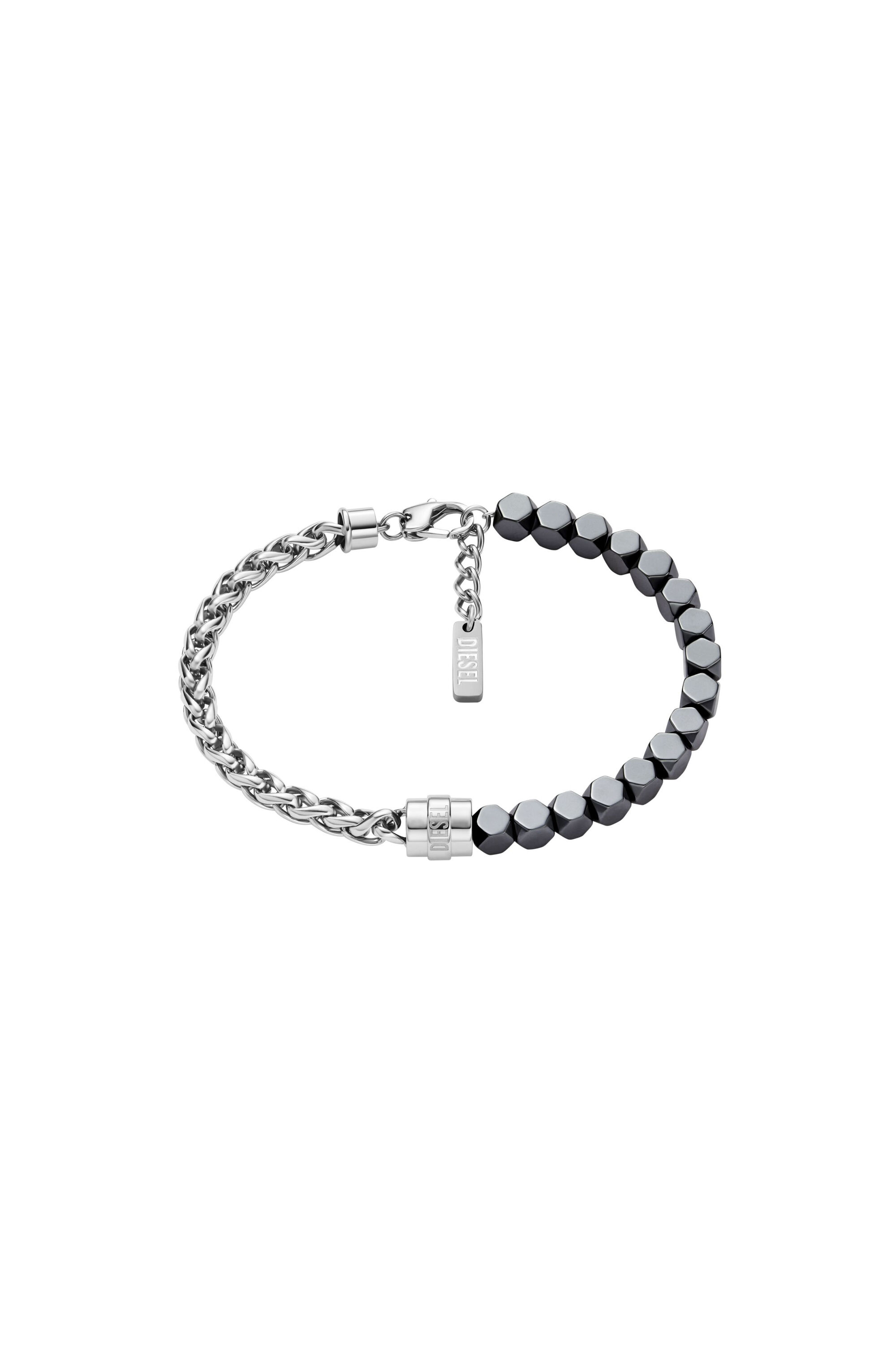 Diesel - DX1647931 JEWELLERY, Bracelet en acier inoxydable et hématite avec perles Mixte in Gris argenté - 1