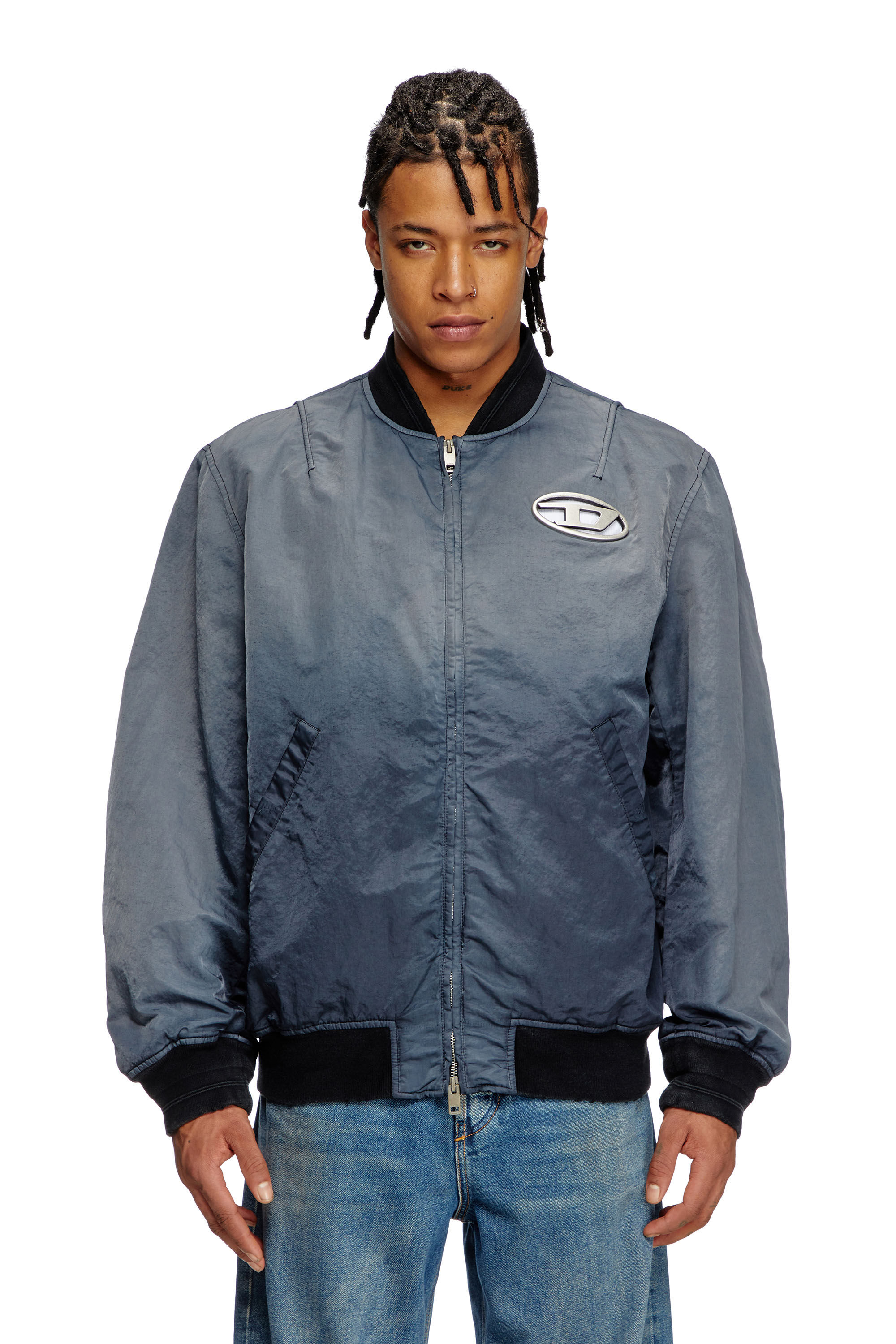 Men's Dégradé padded bomber jacket | Grey | Diesel Men's Dégradé padded bomber jacket | Grey | Diesel