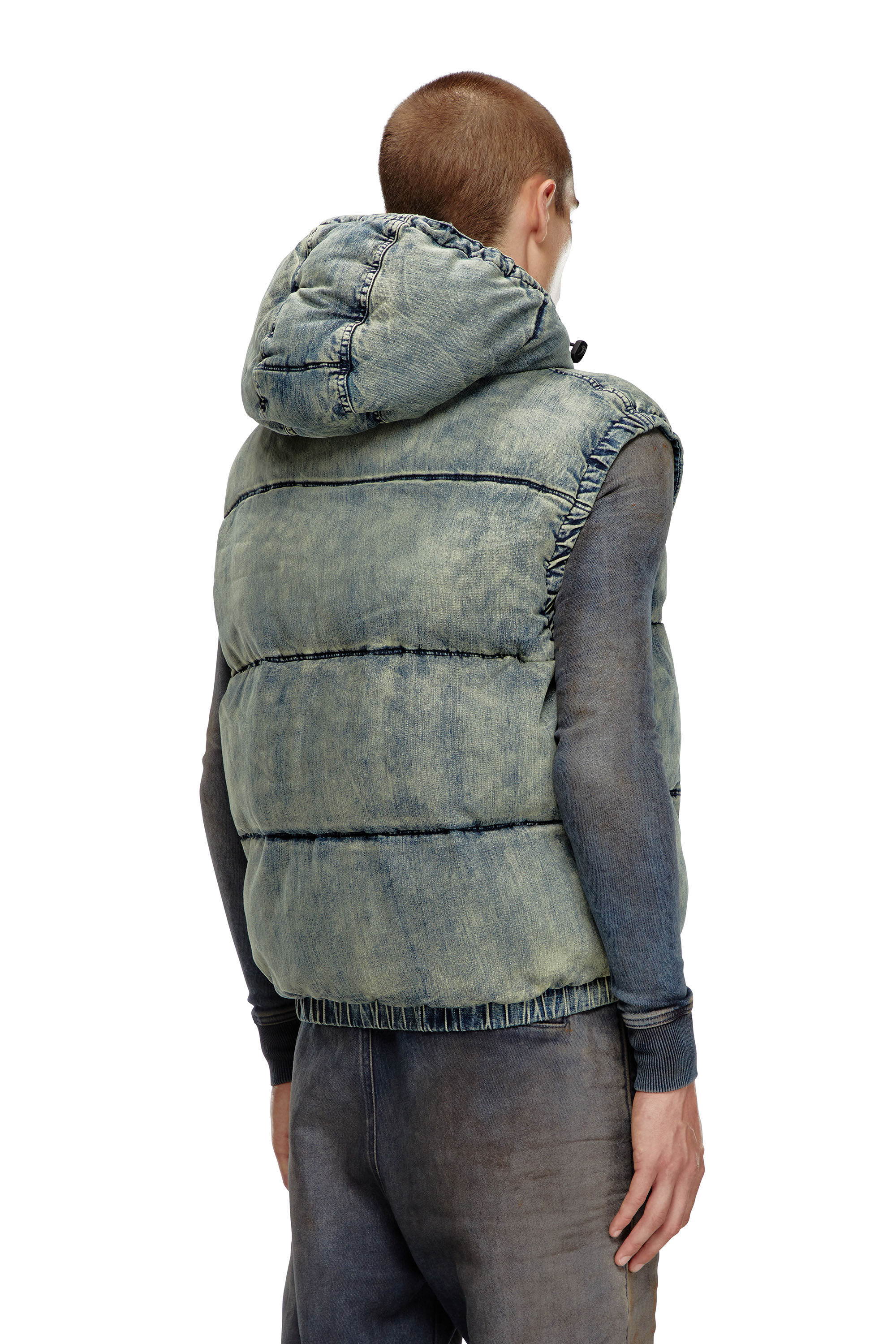 Diesel - W-MONS-SL, Gilet matelassé en denim délavé Homme in Bleu - 4