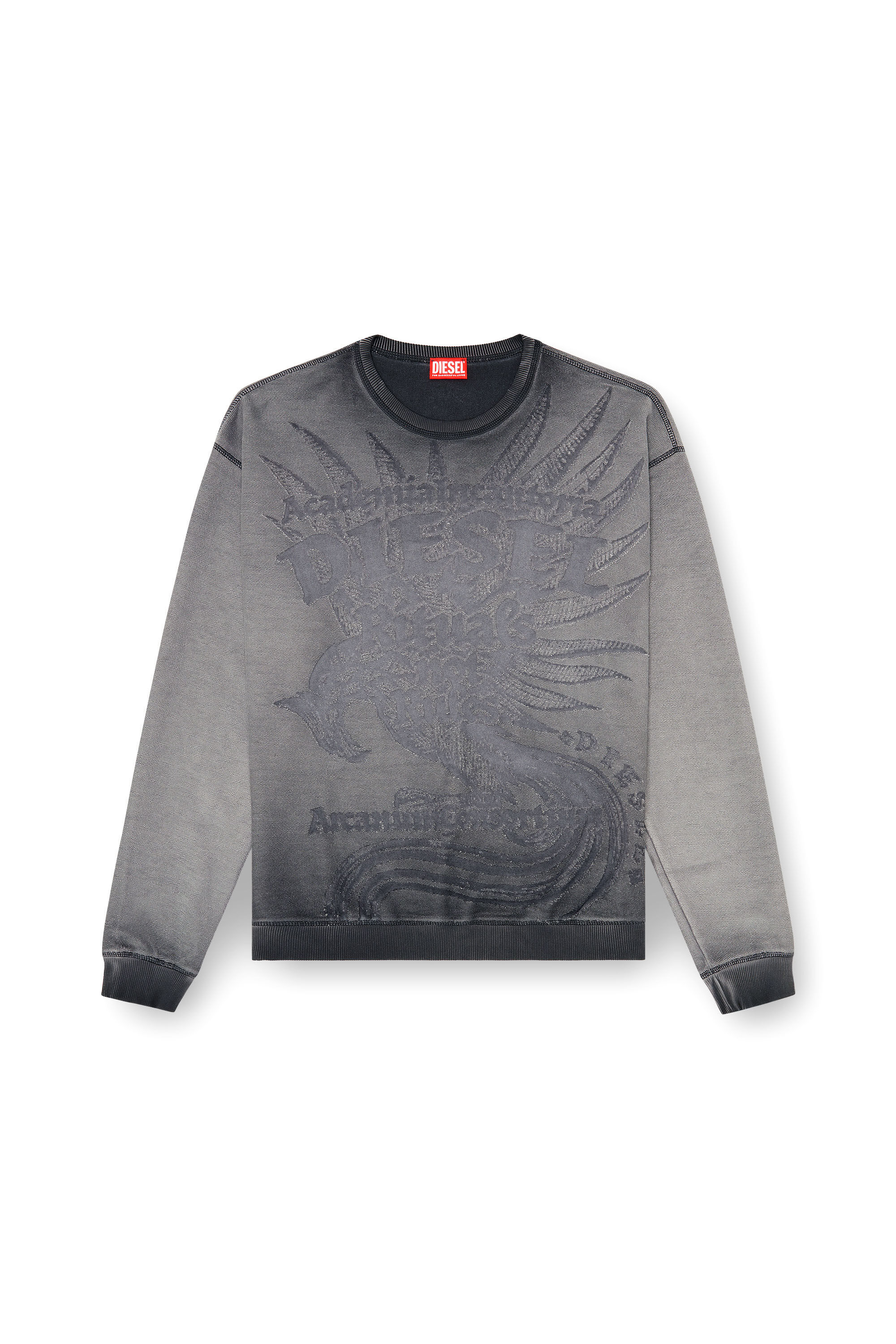 Diesel - S-ARON-RAW, Sweat-shirt avec imprim&eacute; d&eacute;vor&eacute; Homme in Gris - 2