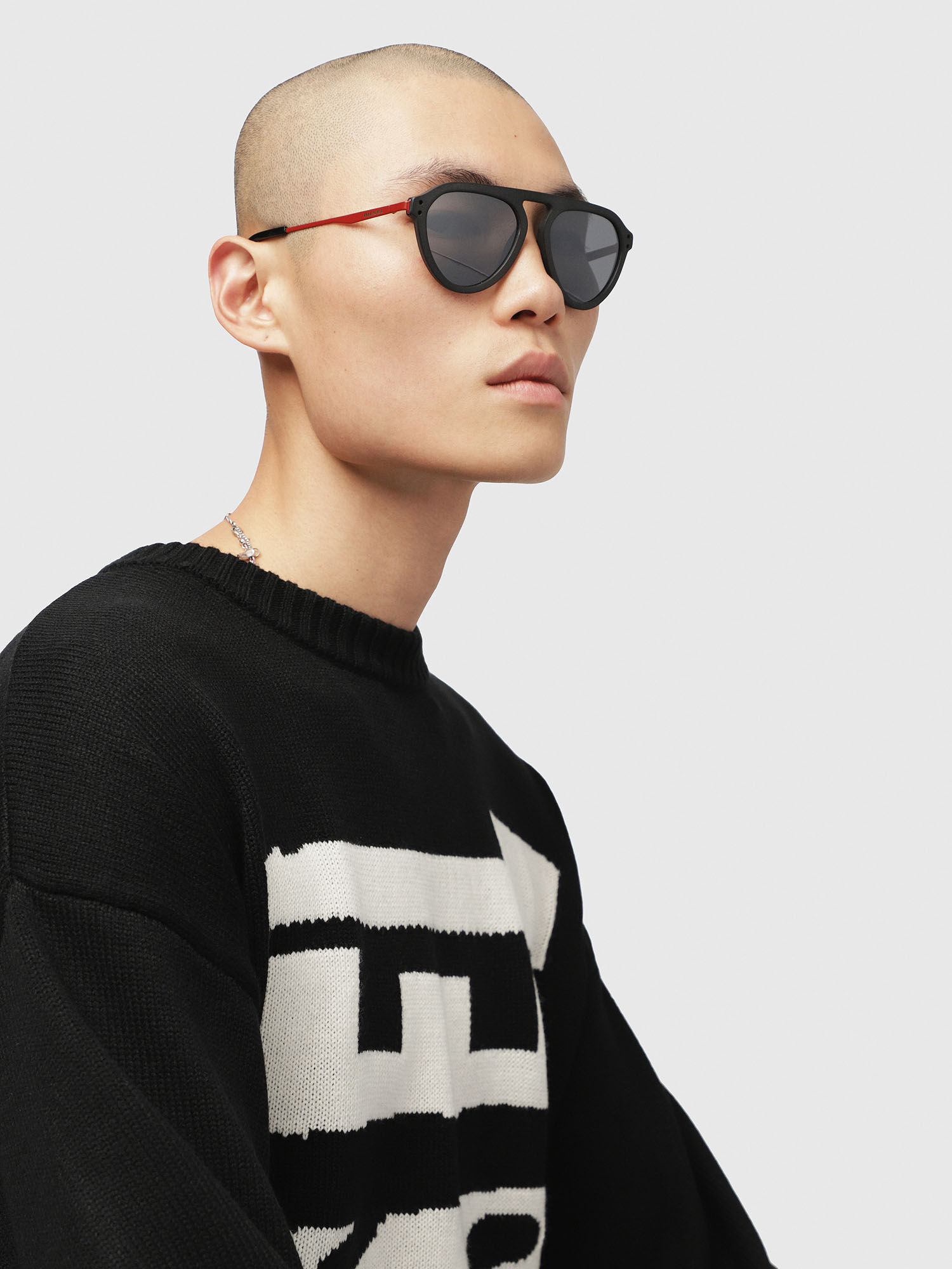 Diesel - DL0277, Lunettes de soleil aviateur en acétate Homme in Noir - 4