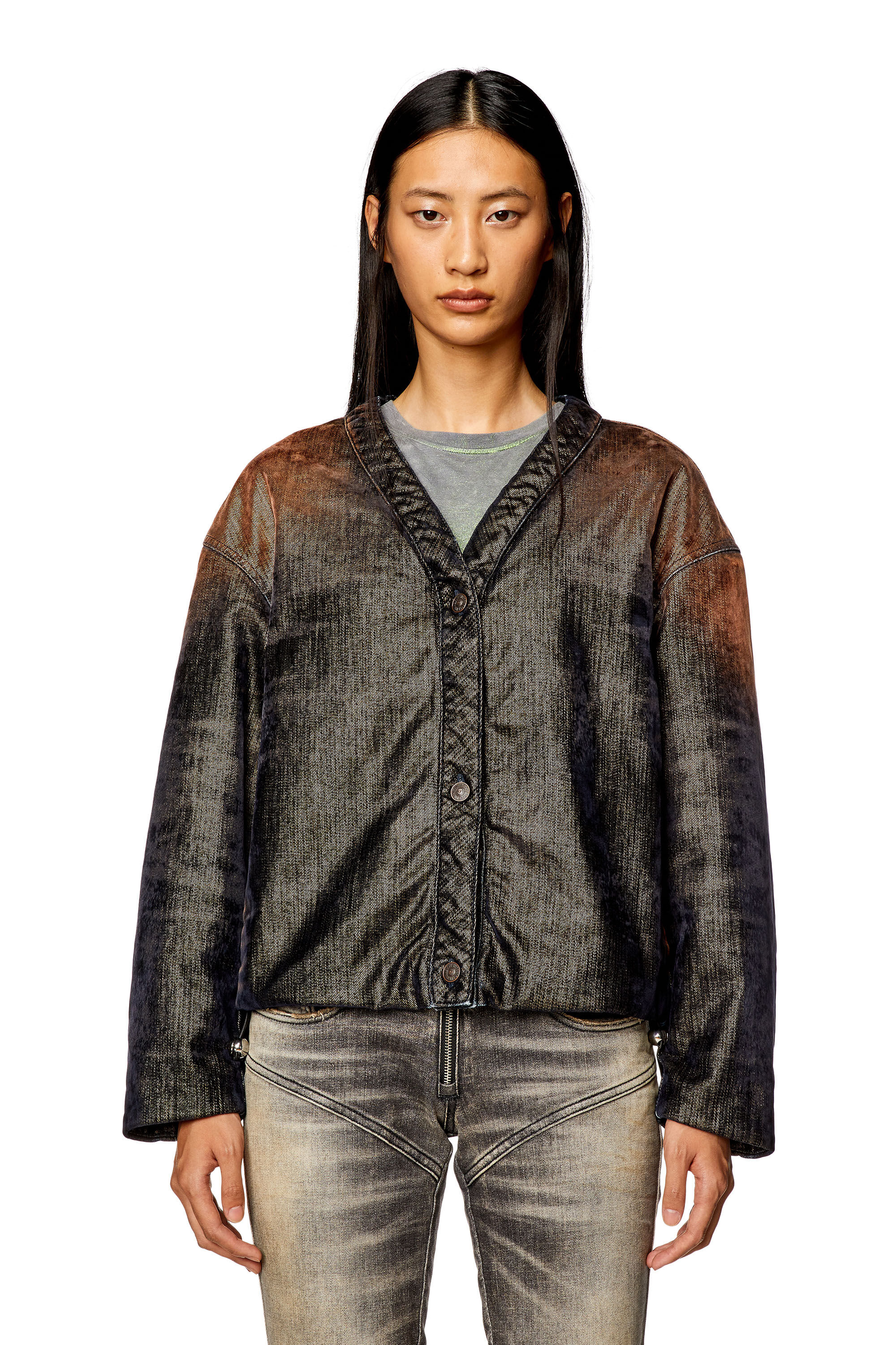 Diesel - DE-CONF-S, Woman Jacket in shimmery denim in Multicolor - Image 6