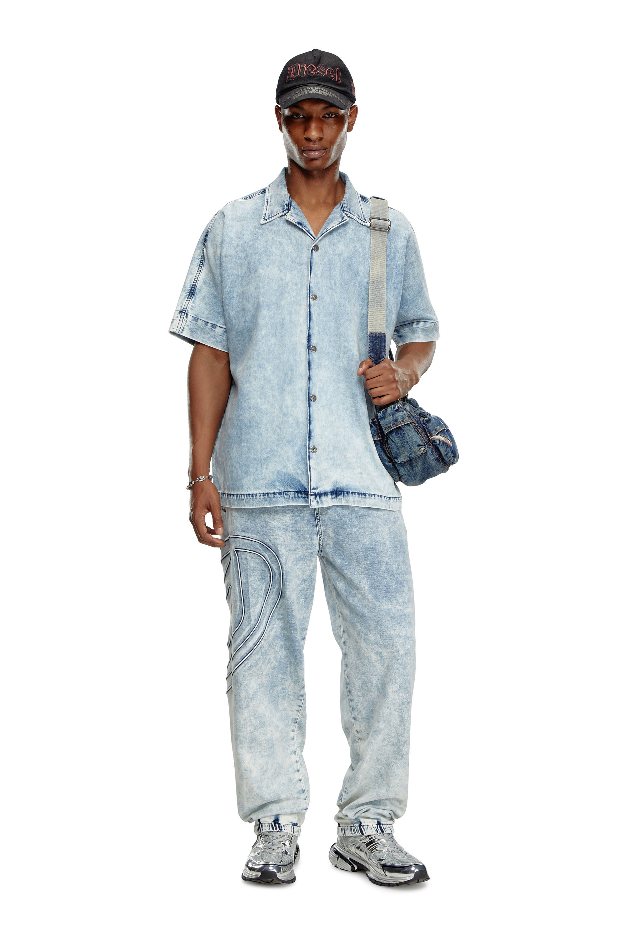 Diesel - D-NABIL-S, Chemise bowling en denim avec Oval D Homme in Bleu - 1