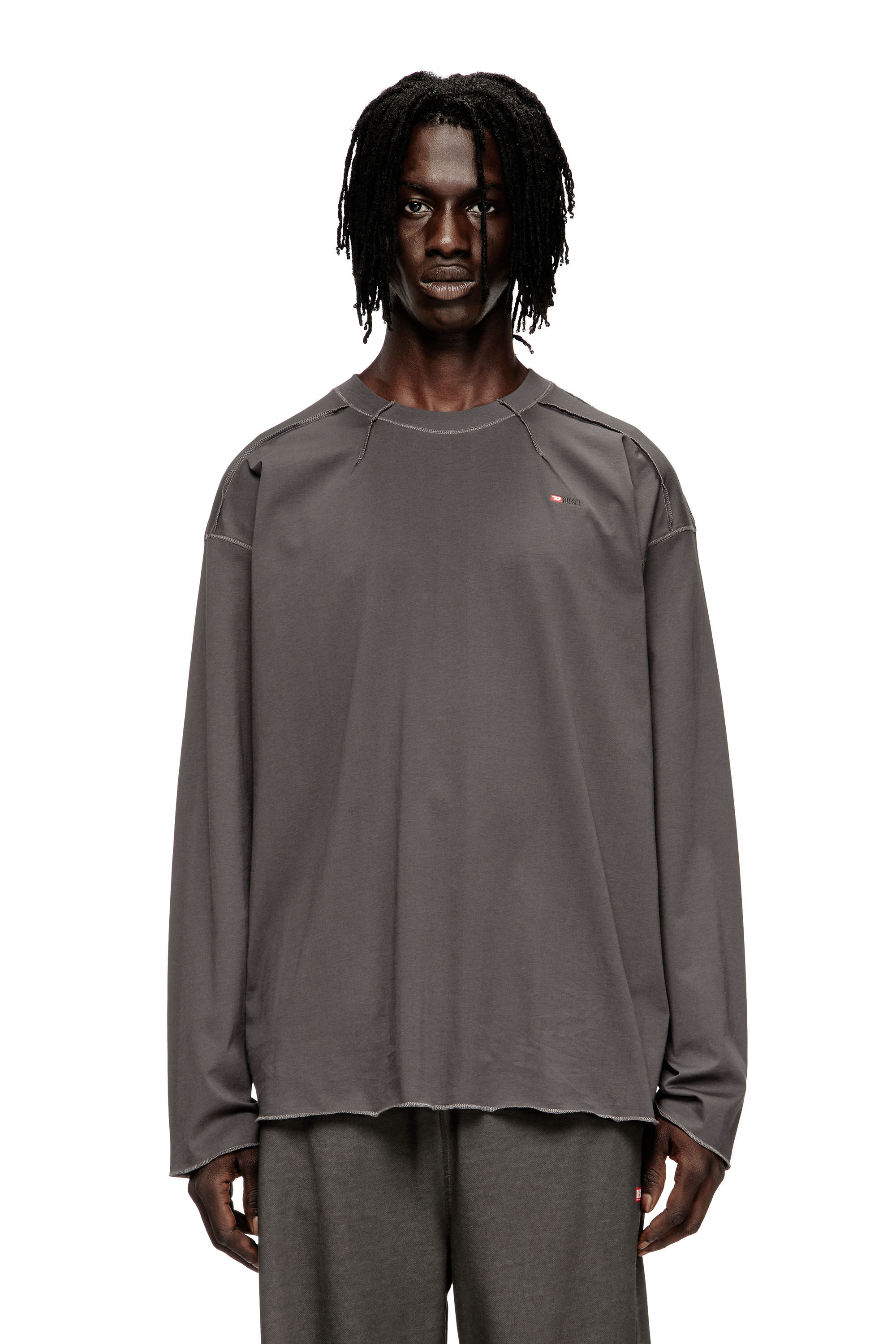 Diesel - T-CRAHOR-BOXT-LS-T1, T-shirt en coton Homme in Gris - 3