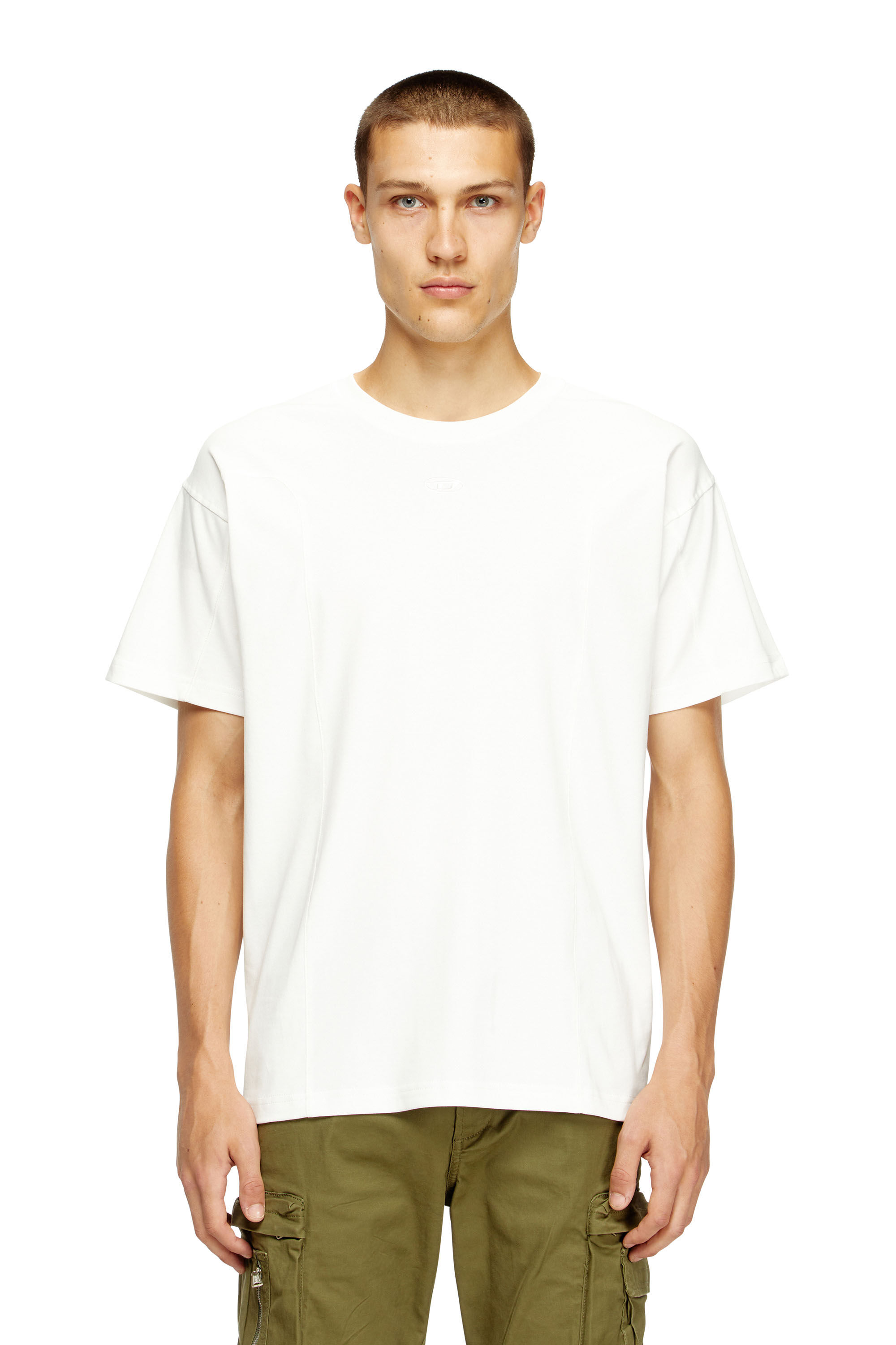 Diesel - T-NORM-INT, T-shirt à manches courtes avec empiècements Homme in Blanc - 3