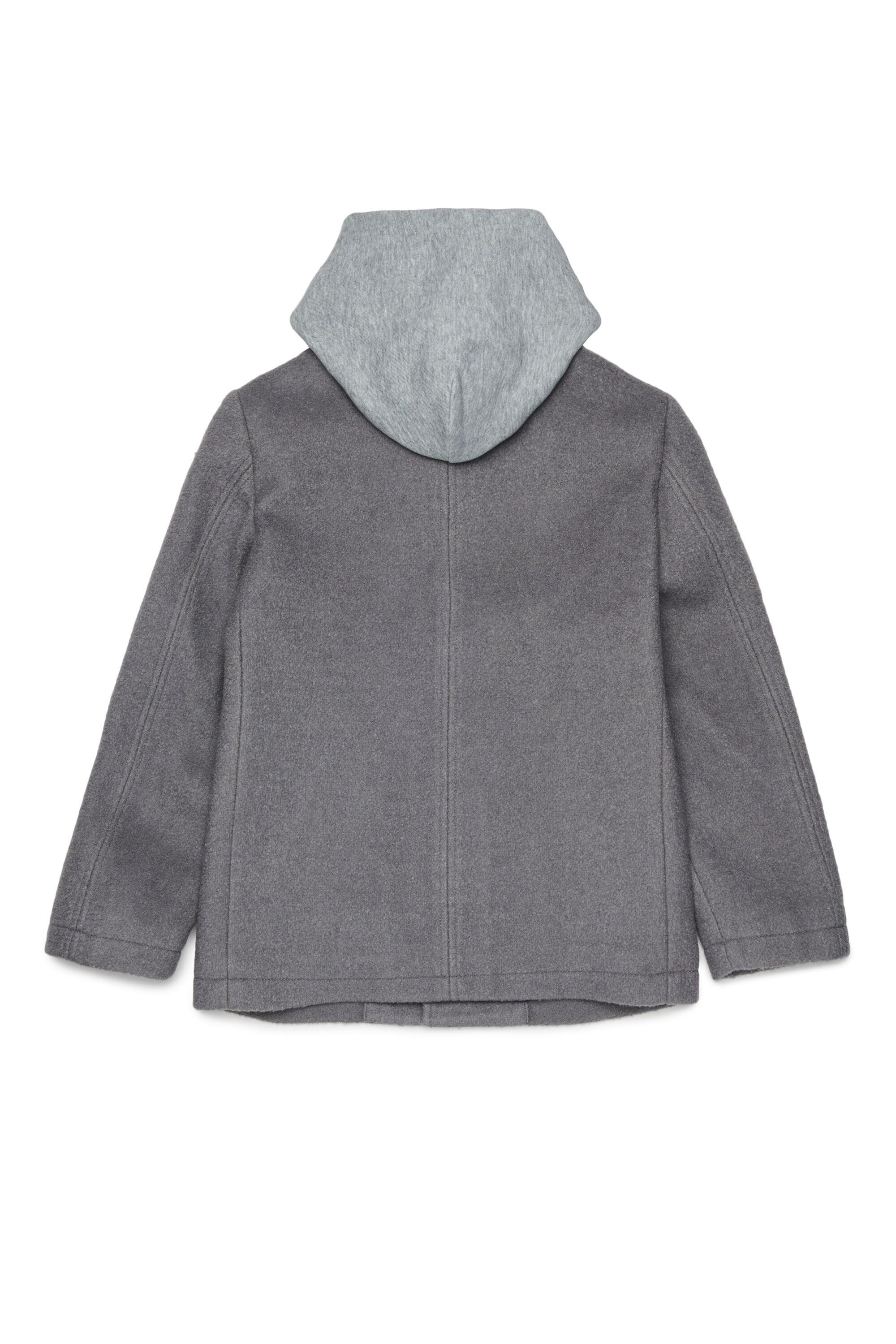 Diesel - JASTONEOUT, Manteau en laine m&eacute;lang&eacute;e avec capuche amovible Homme in Gris - 2