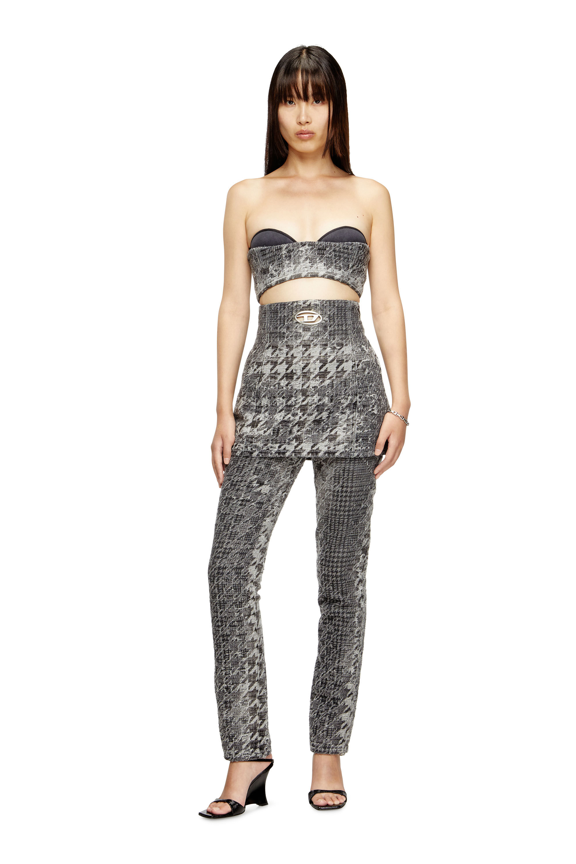 Diesel - DE-ORSET-FSH1, Basque en denim jacquard motif Prince-de-Galles Femme in Polychrome - 1
