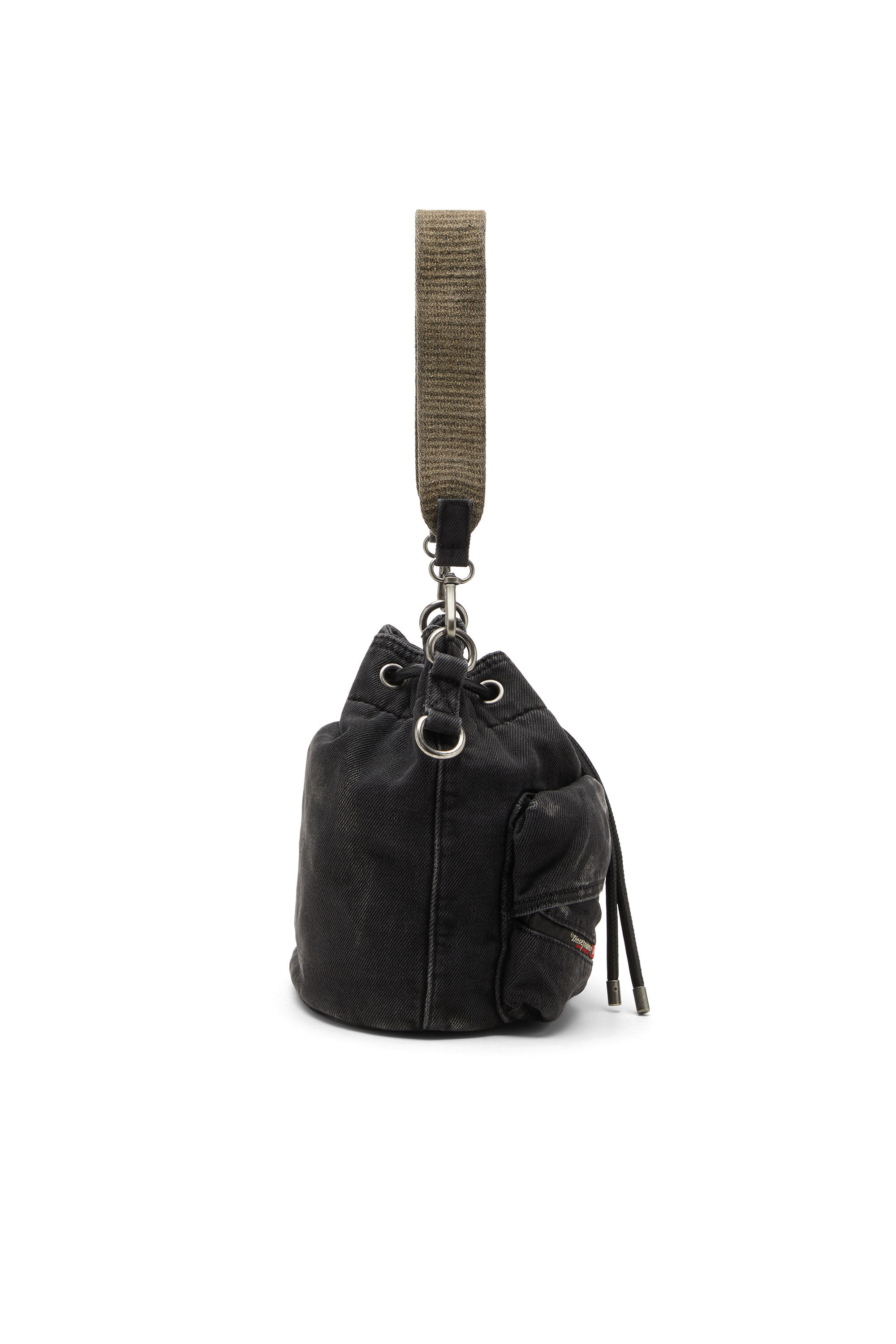 Diesel - MULTI-PKTS BUCKET X, Multi-Pkts-Sac seau multipoche en denim délavé Mixte in Noir - 3