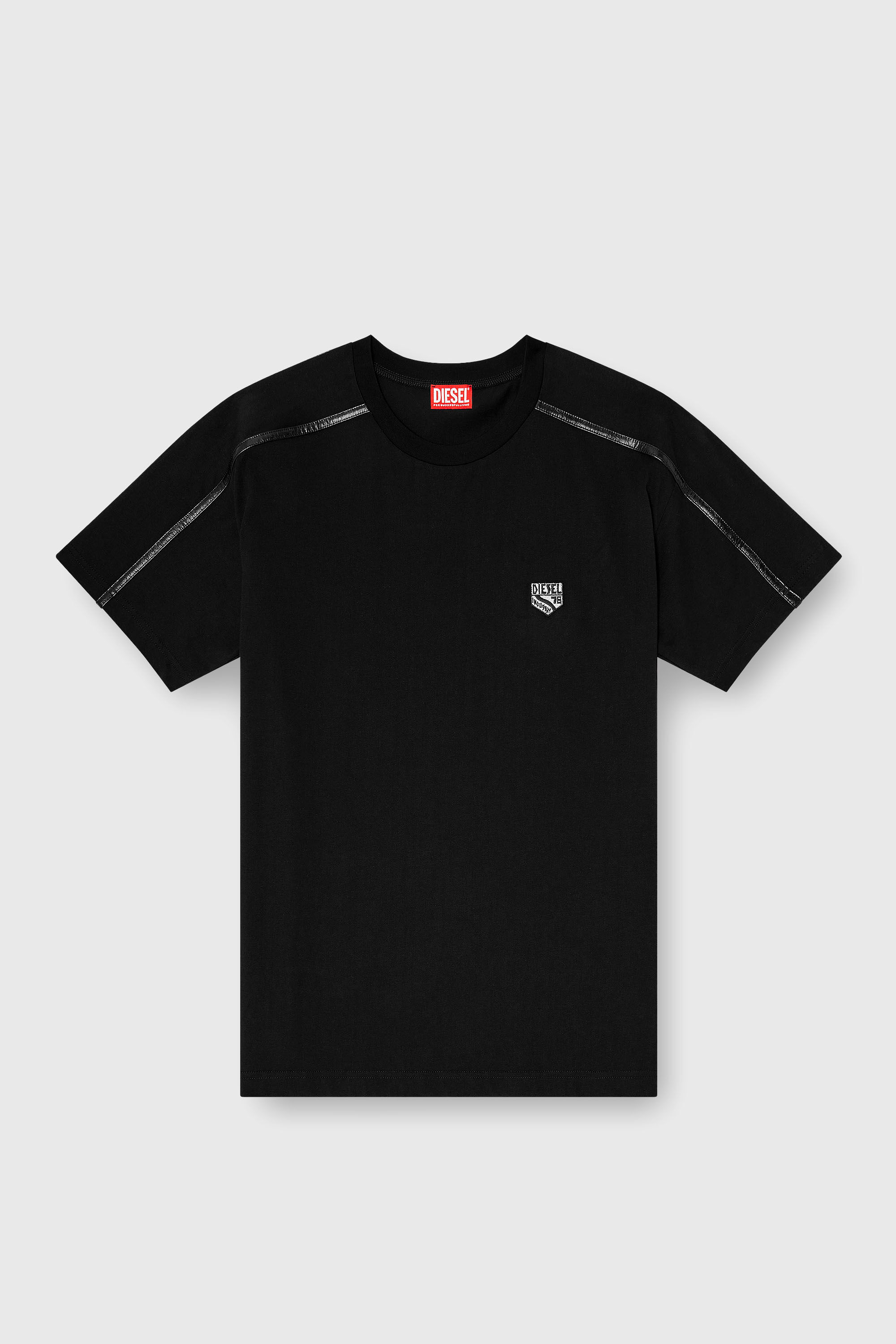 Diesel - T-NORM-FL, T-shirt avec finitions contrastantes et patch logo Homme in Noir - 2