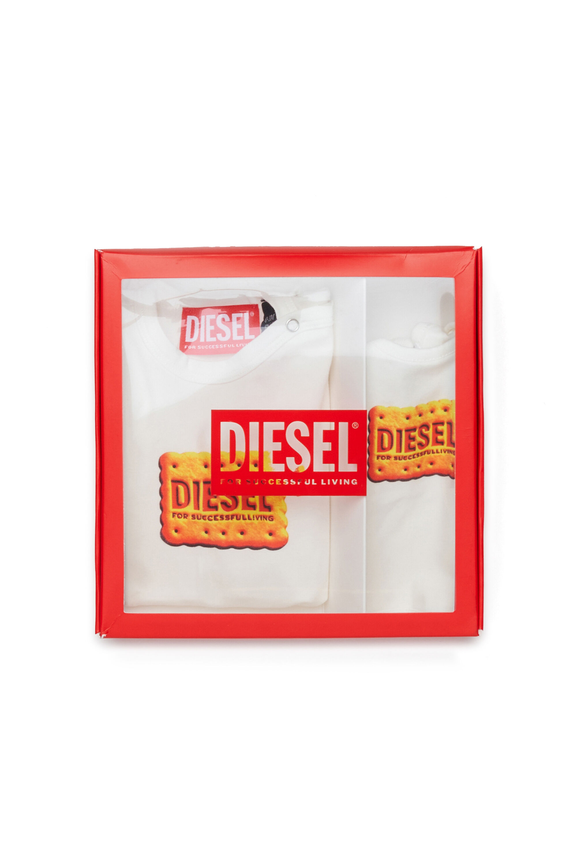 Diesel - UPPYBOX-NB, Ensemble nouveau-n&eacute; avec logo Biscotto imprim&eacute; Mixte in Blanc - 4