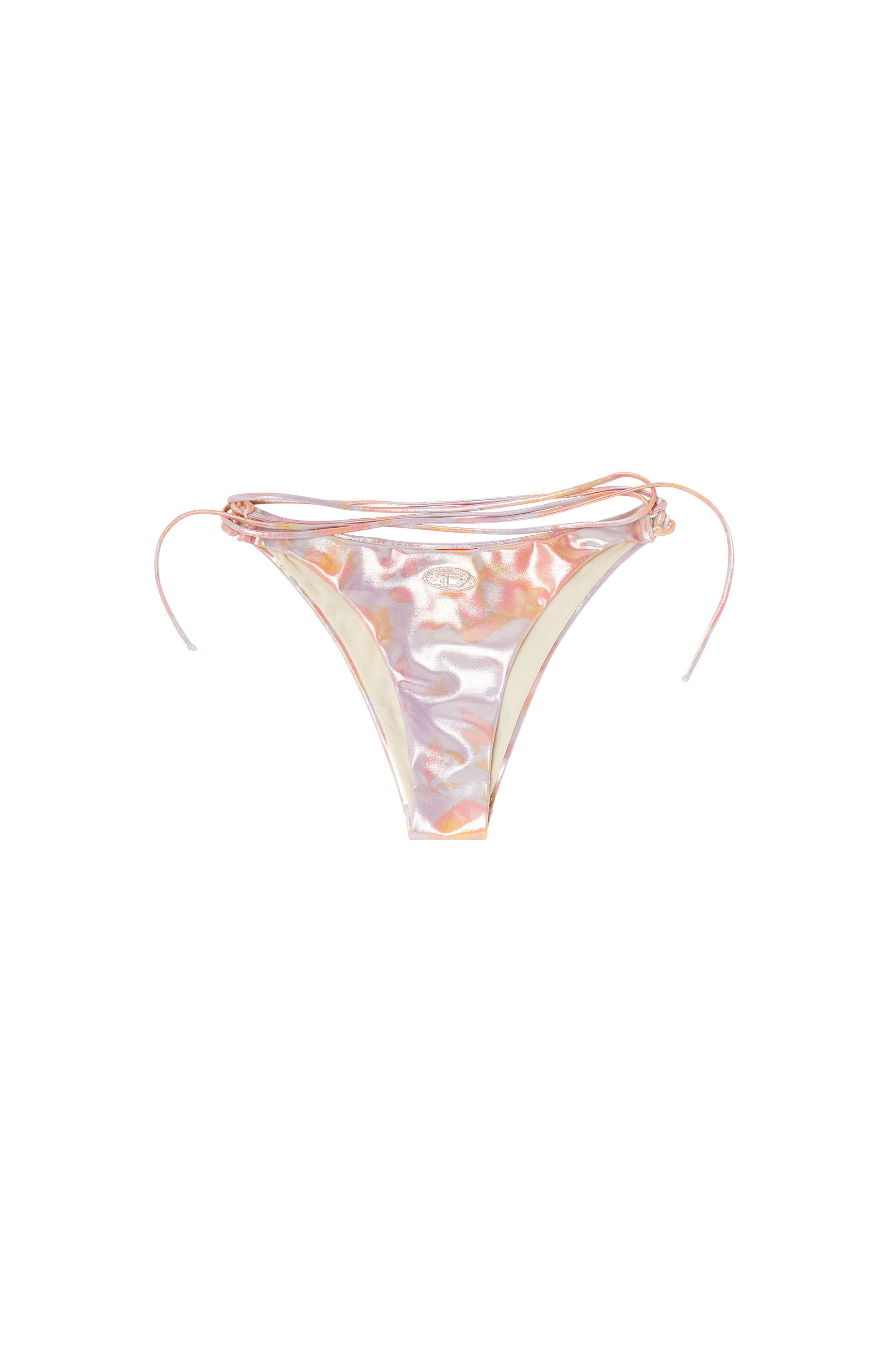 Diesel - GIUSY-UTLT, Bas de bikini &agrave; brides m&eacute;talliques imprim&eacute; floral Femme in Violet - 4