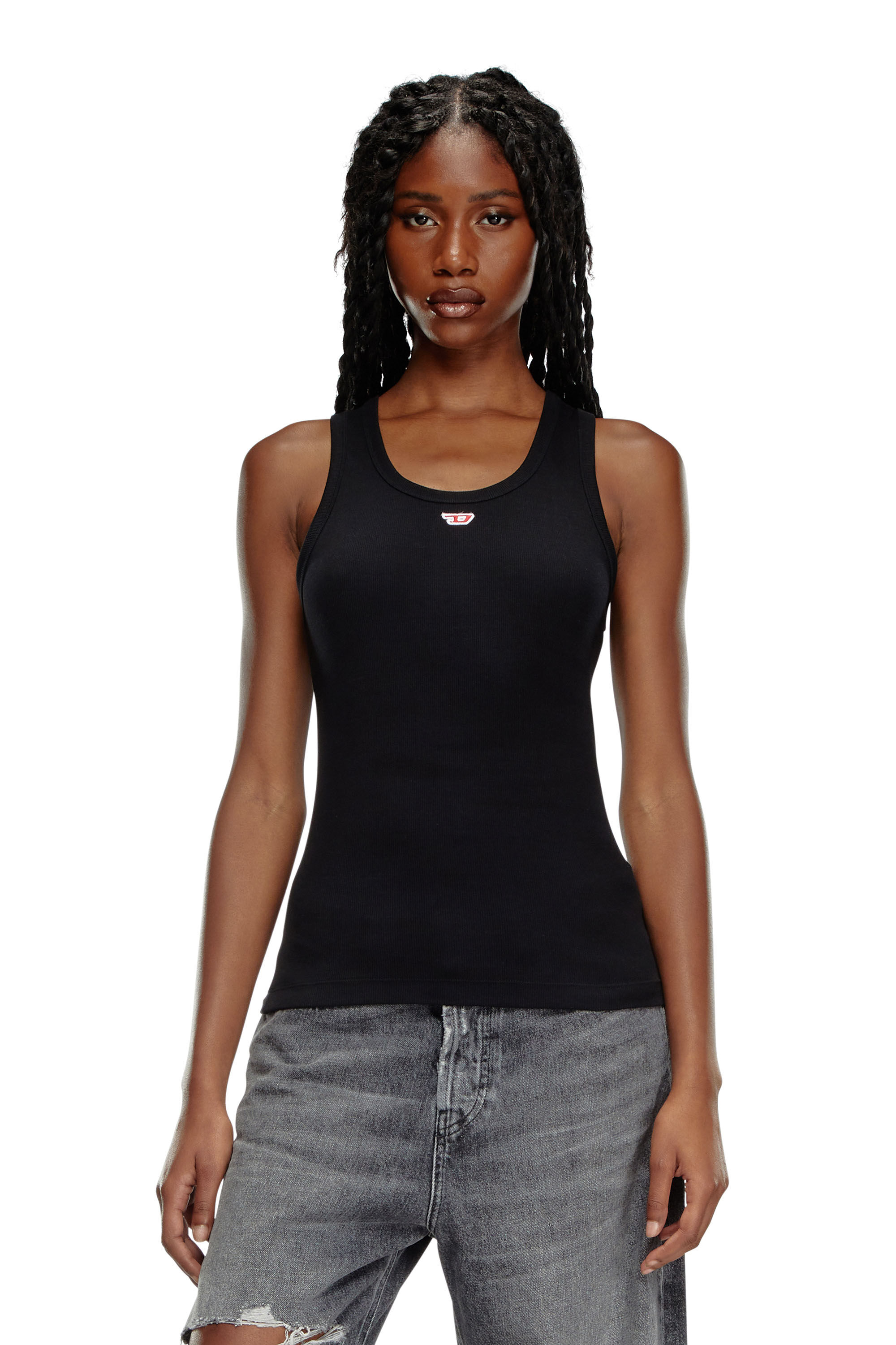 Diesel - T-ANKY-D, Débardeur avec empiècement D brodé Femme in Noir - 3