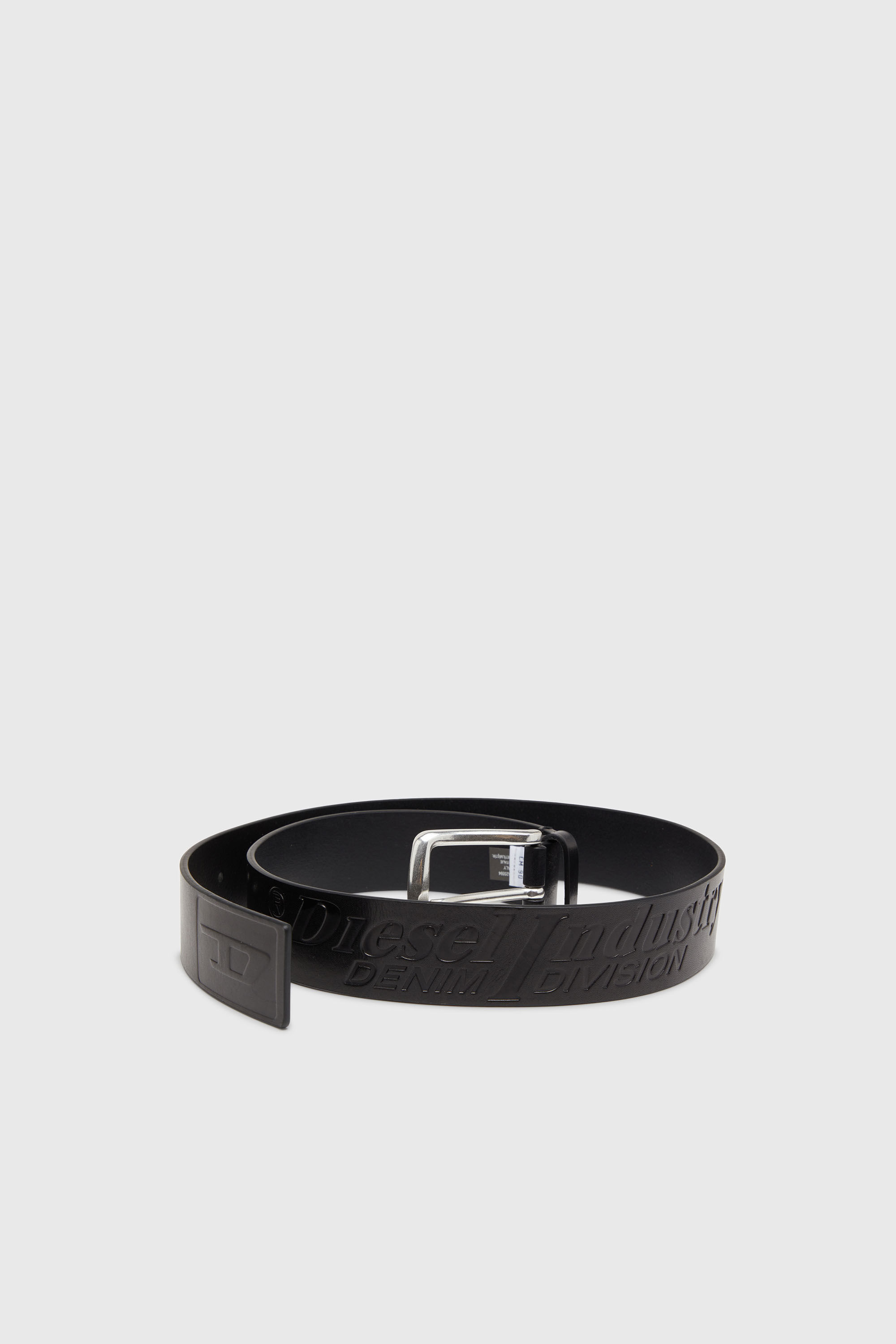 Diesel - B-FLAG-D EMBOSSED, Ceinture 4 cm en cuir avec logo grav&eacute; Homme in Noir - 3