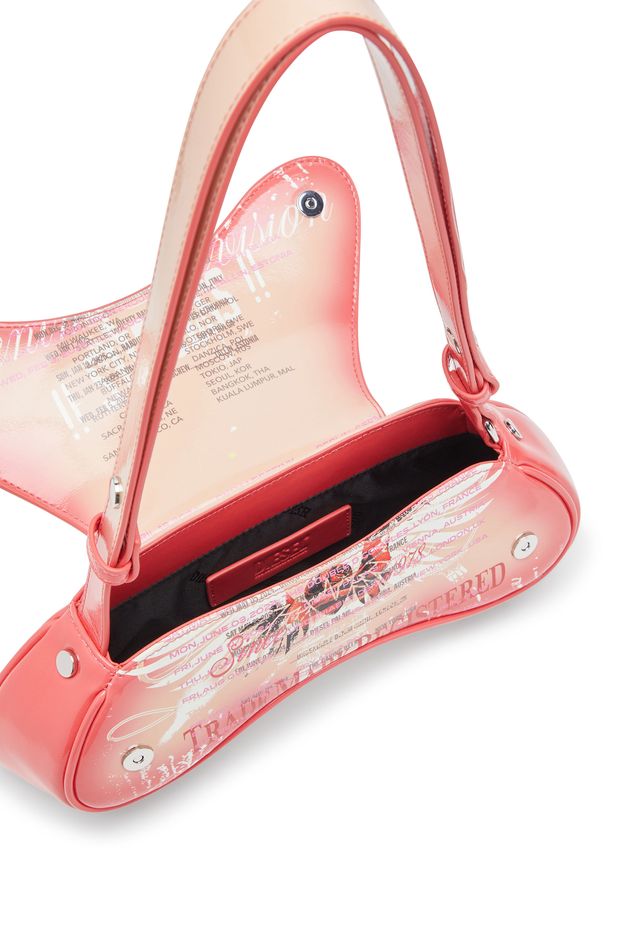 Diesel - PLAY CROSSBODY, Play-Sac à bandoulière en PU glossy imprimé Femme in Rose - 5