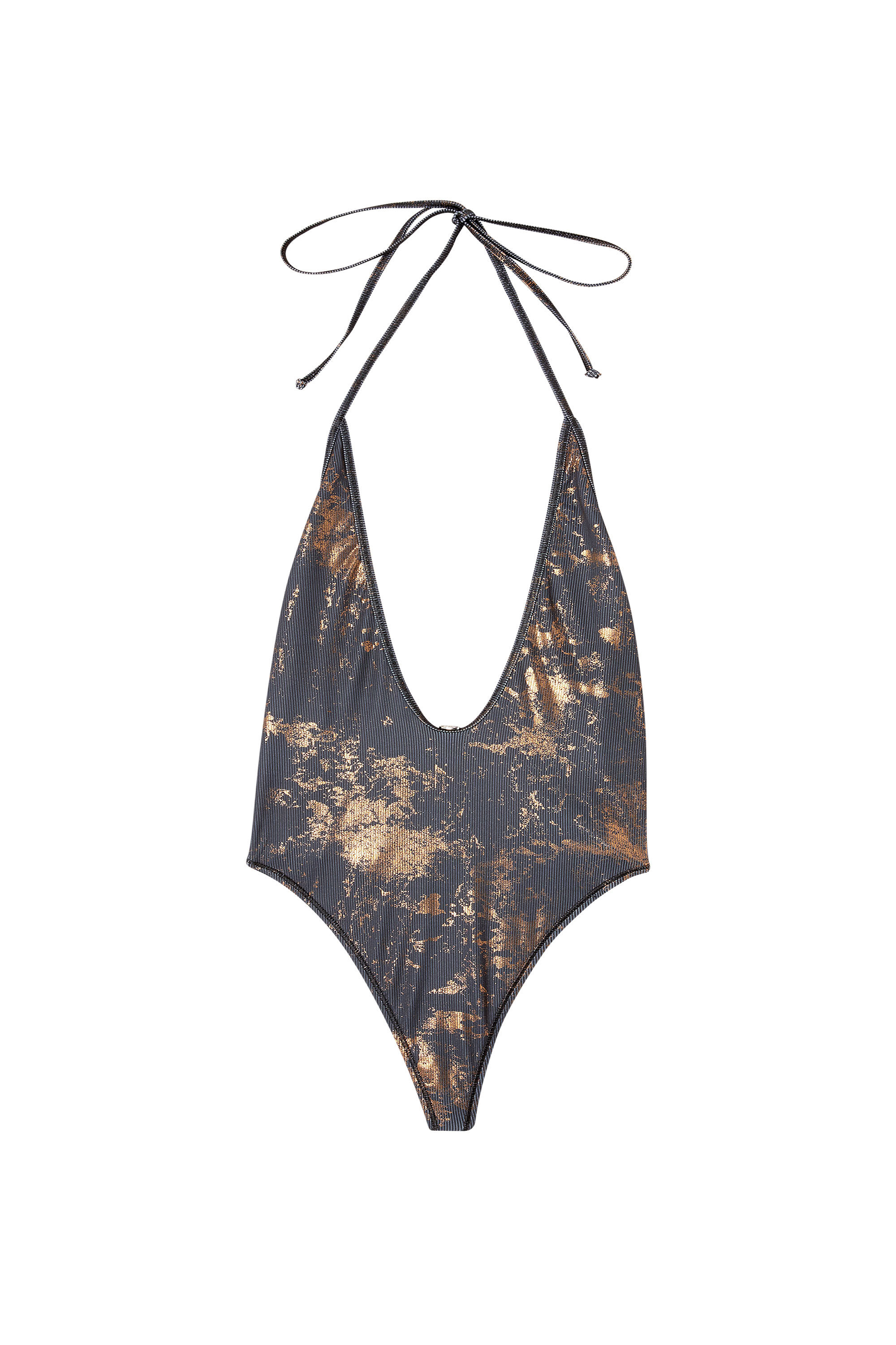 Diesel - AUDREY-UTLT, Maillot de bain &agrave; finition m&eacute;tallis&eacute;e Femme in Gris - 4